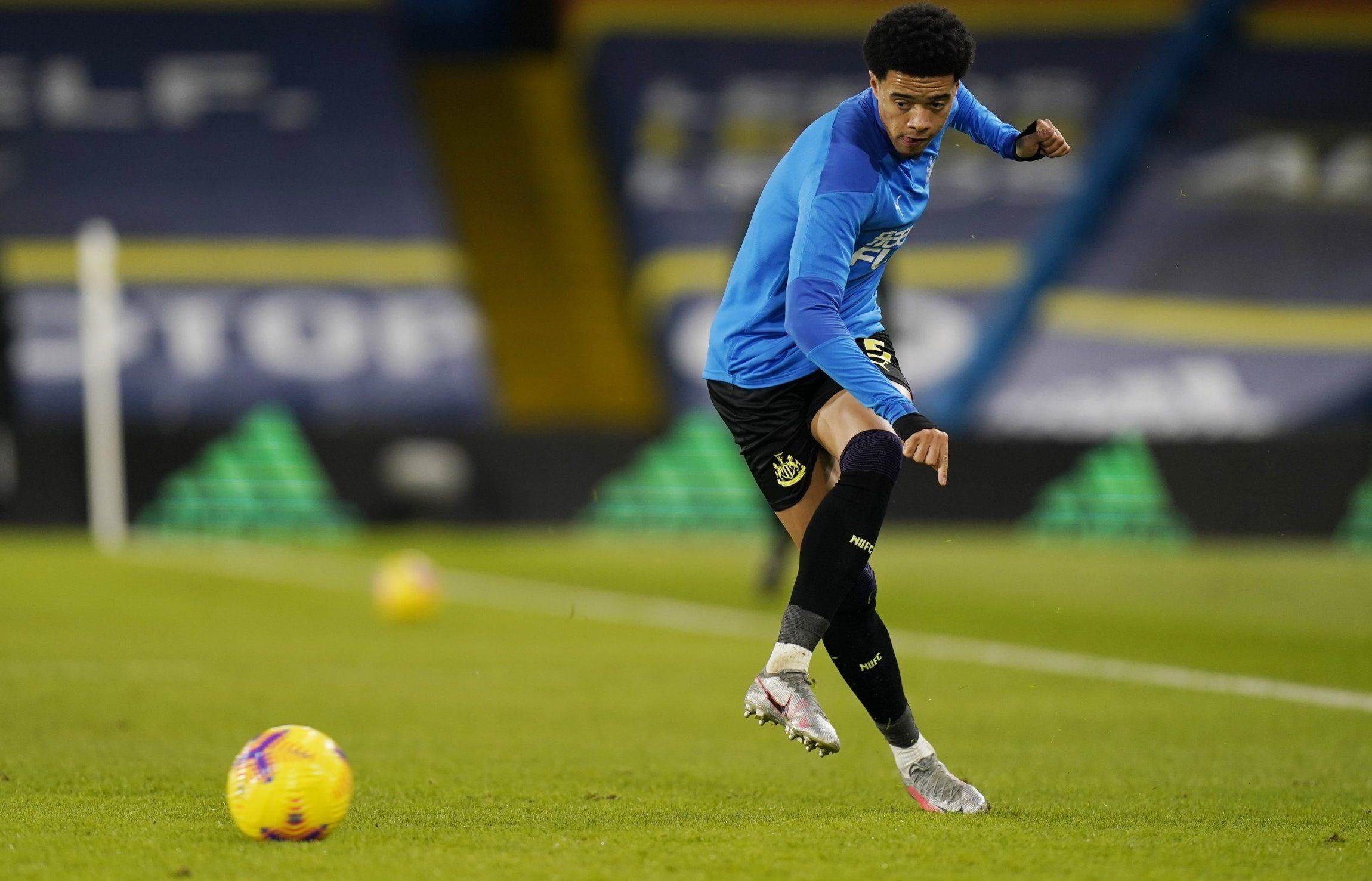 Newcastle United's Jamal Lewis during the warm up before the Leeds United match