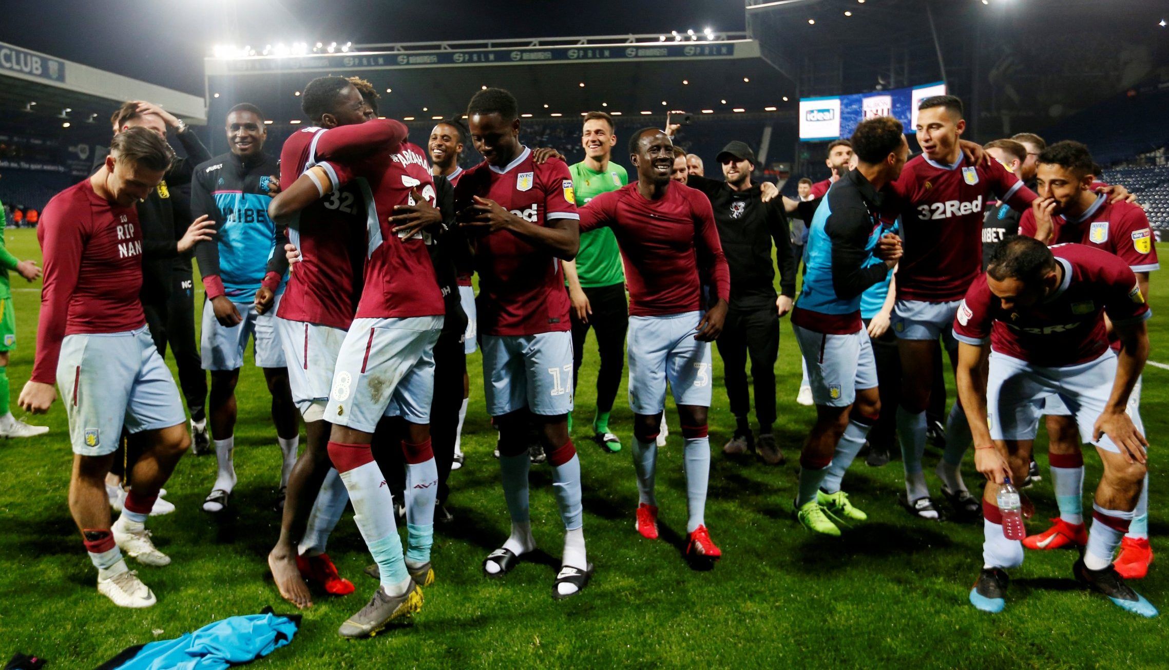 aston villa players celebrate playoff win over west brom at the hawthorns championship dean smith