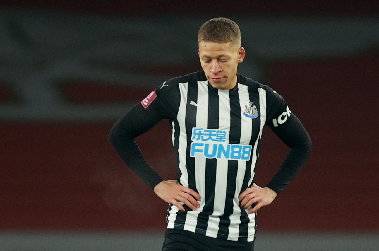 Soccer Football - FA Cup - Third Round - Arsenal v Newcastle United - Emirates Stadium, London, Britain - January 9, 2021 Newcastle United's Dwight Gayle looks dejected after Arsenal's first goal REUTERS/Hannah Mckay