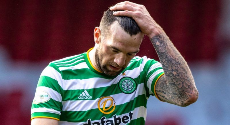 ABERDEEN, SCOTLAND - OCTOBER 25: Celtic's Shane Duffy at Full Time during a Scottish Premiership match between Aberdeen and Celtic at Pittodrie Stadium, on October 25, 2020, in Aberdeen, Scotland. (Photo by Craig Williamson/SNS Group via Getty Images)