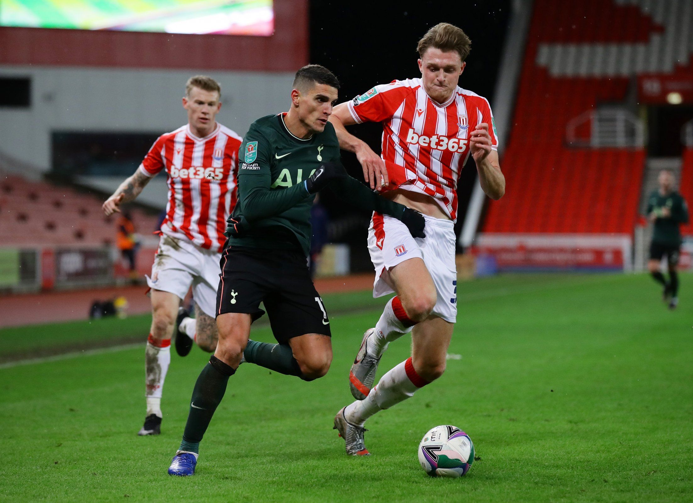 spurs winger in action vs stoke city carabao cup quarter final transfer rumours