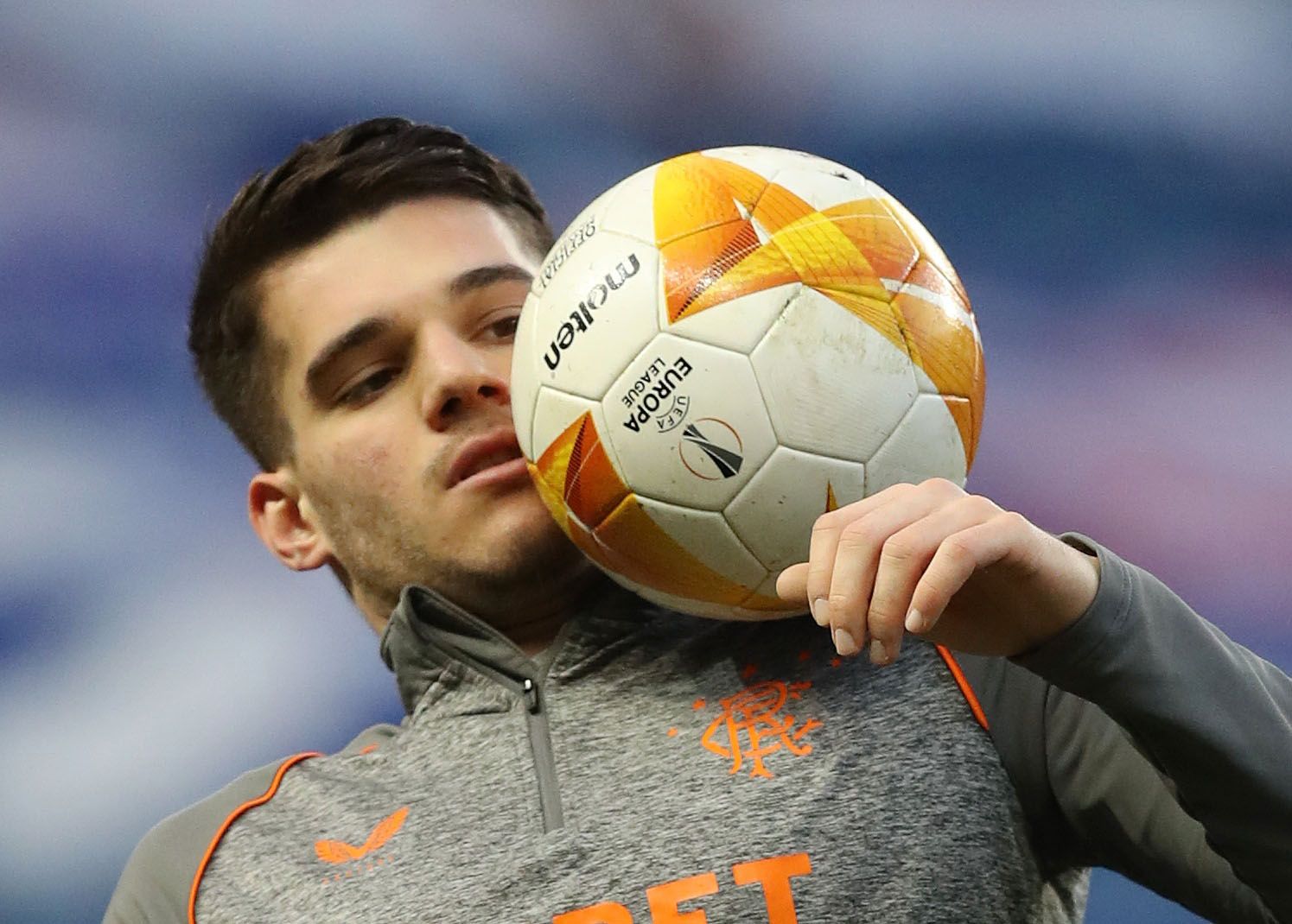 Soccer Football - Europa League - Round of 32 Second Leg - Rangers v Royal Antwerp - Ibrox, Glasgow, Scotland, Britain - February 25, 2021 Rangers' Ianis Hagi during the warm up before the match Pool via REUTERS/Russell Cheyne
