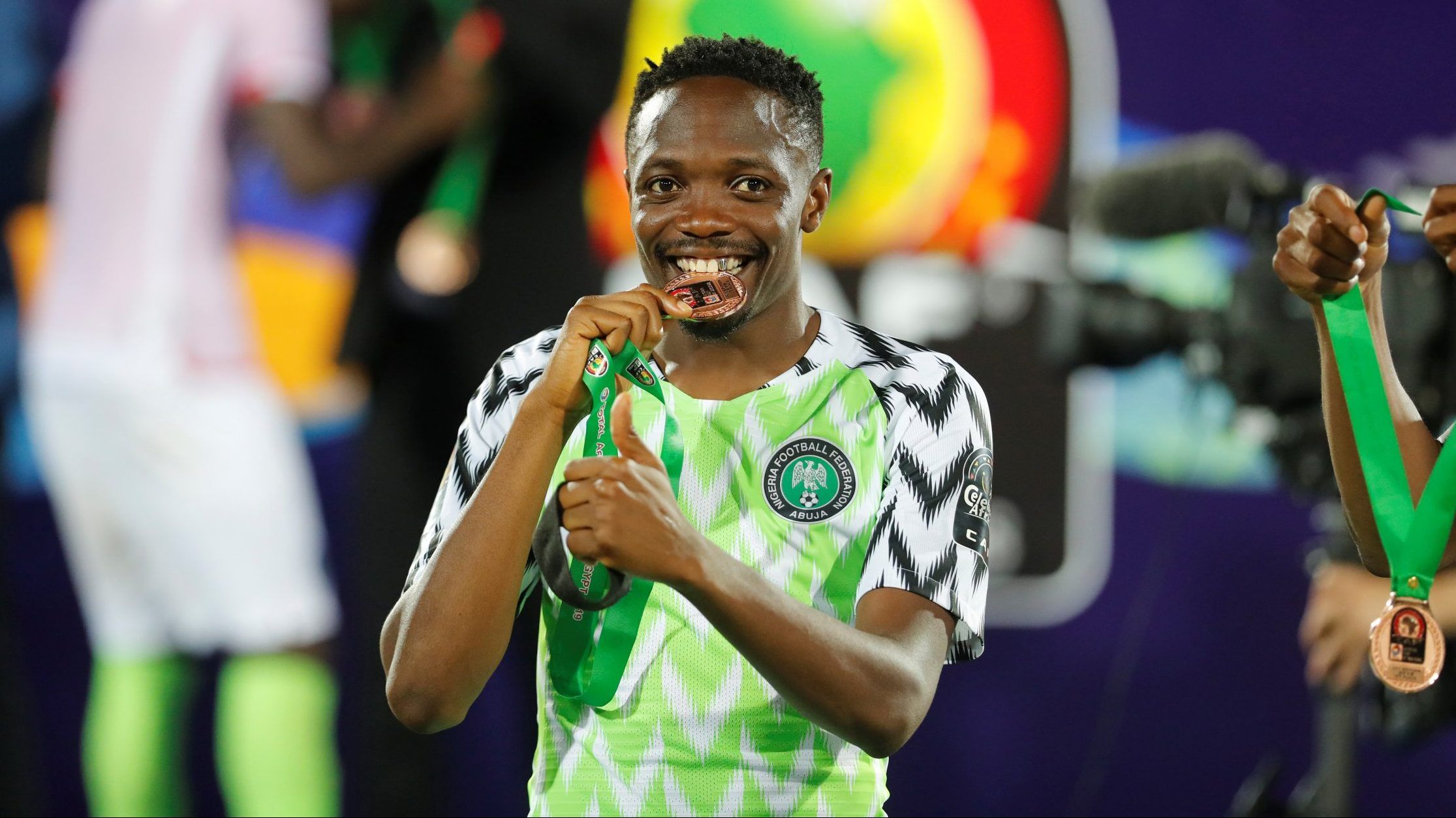 ahmed musa celebrates afcon win