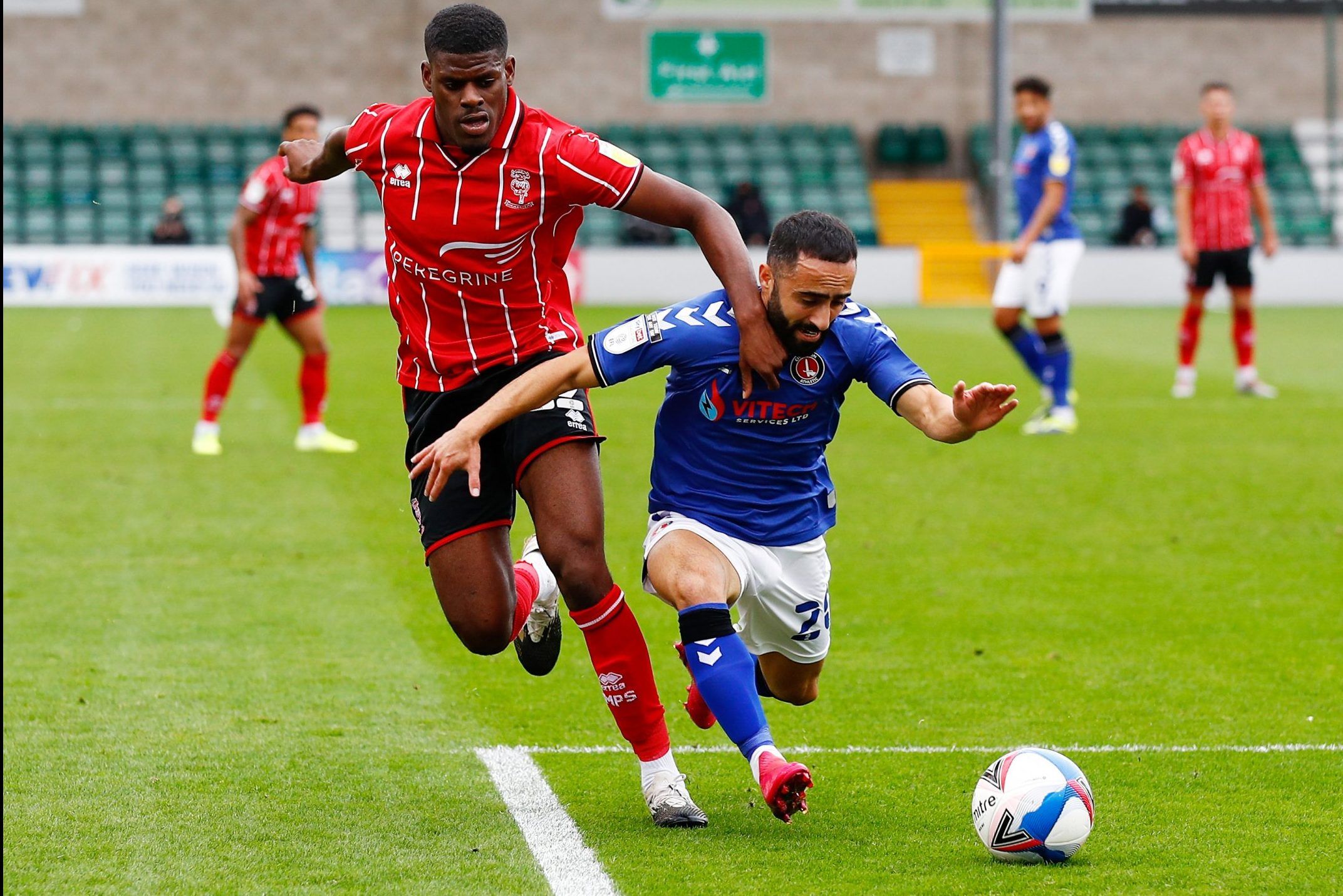 spurs loanee timothy tj eyoma in action for lincoln city vs charlton league one