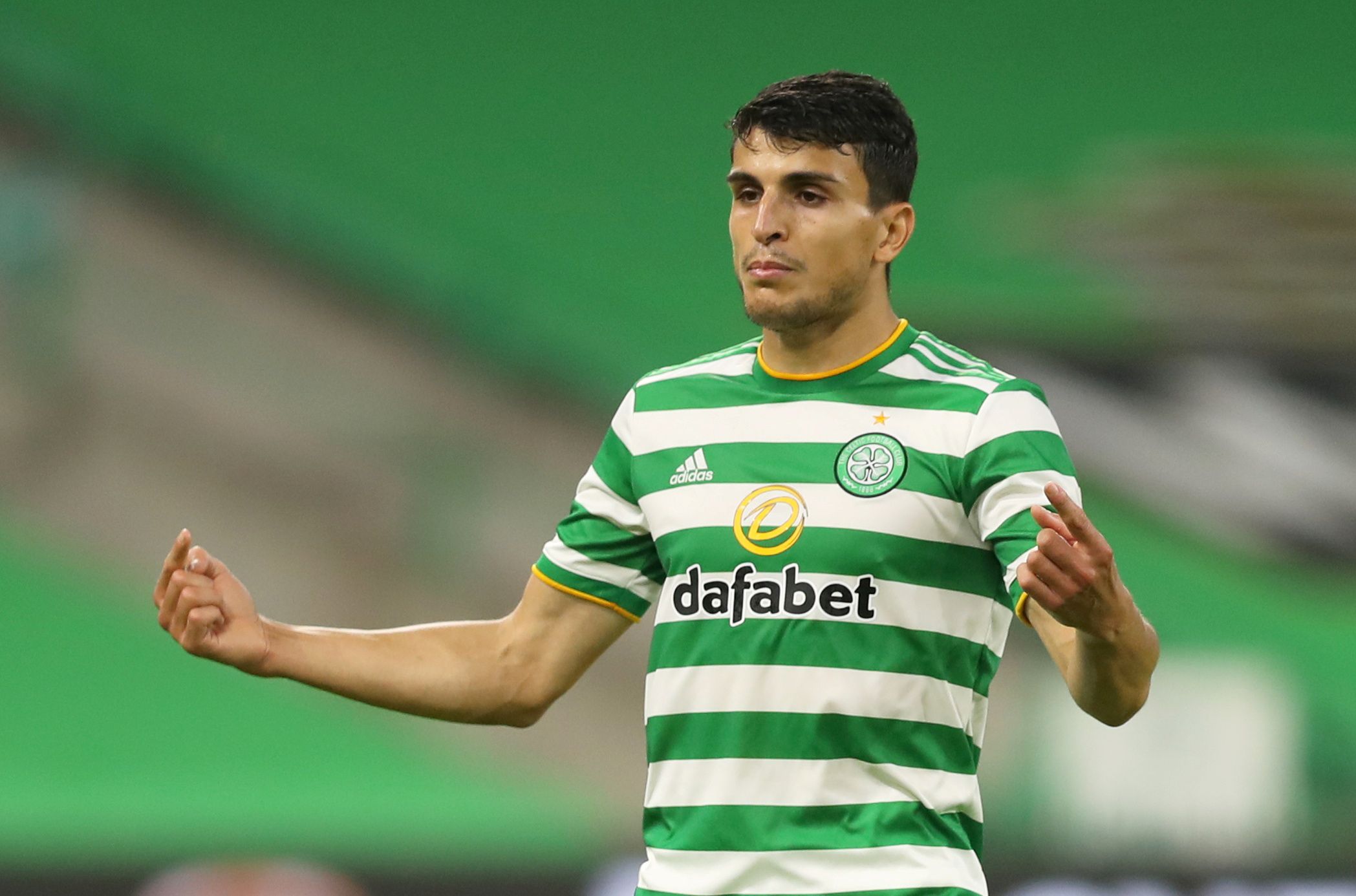 Soccer Football - Champions League First Qualifying Round - Celtic v KR Reykjavik - Celtic Park, Glasgow, Britain - August 18, 2020  Celtic's Mohamed Elyounoussi reacts during the match  REUTERS/Russell Cheyne