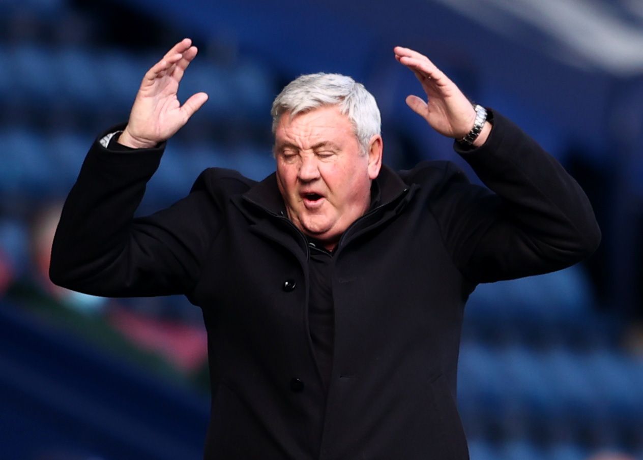 Soccer Football - Premier League - West Bromwich Albion v Newcastle United - The Hawthorns, West Bromwich, Britain - March 7, 2021 Newcastle United manager Steve Bruce reacts Pool via REUTERS/Michael Steele EDITORIAL USE ONLY. No use with unauthorized audio, video, data, fixture lists, club/league logos or 'live' services. Online in-match use limited to 75 images, no video emulation. No use in betting, games or single club /league/player publications.  Please contact your account representative 