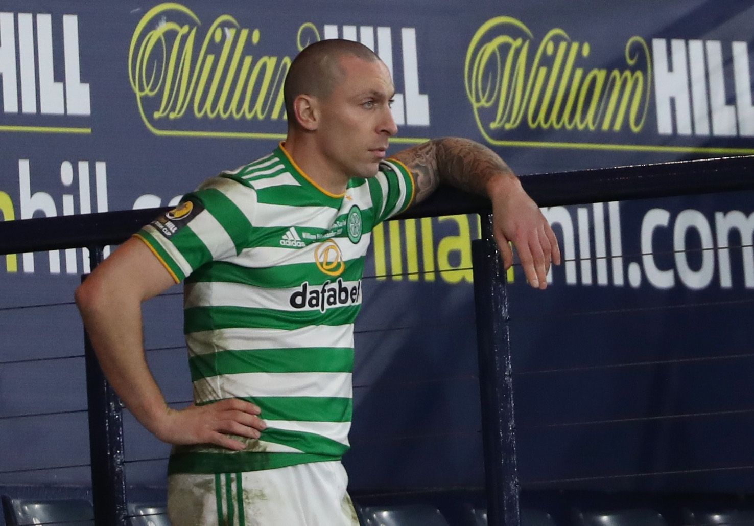 Soccer Football - Scottish Cup - Celtic v Heart of Midlothian - Celtic Park, Glasgow, Scotland, Britain - December 20, 2020 Celtic's Scott Brown looks on after being substituted REUTERS/Russell Cheyne