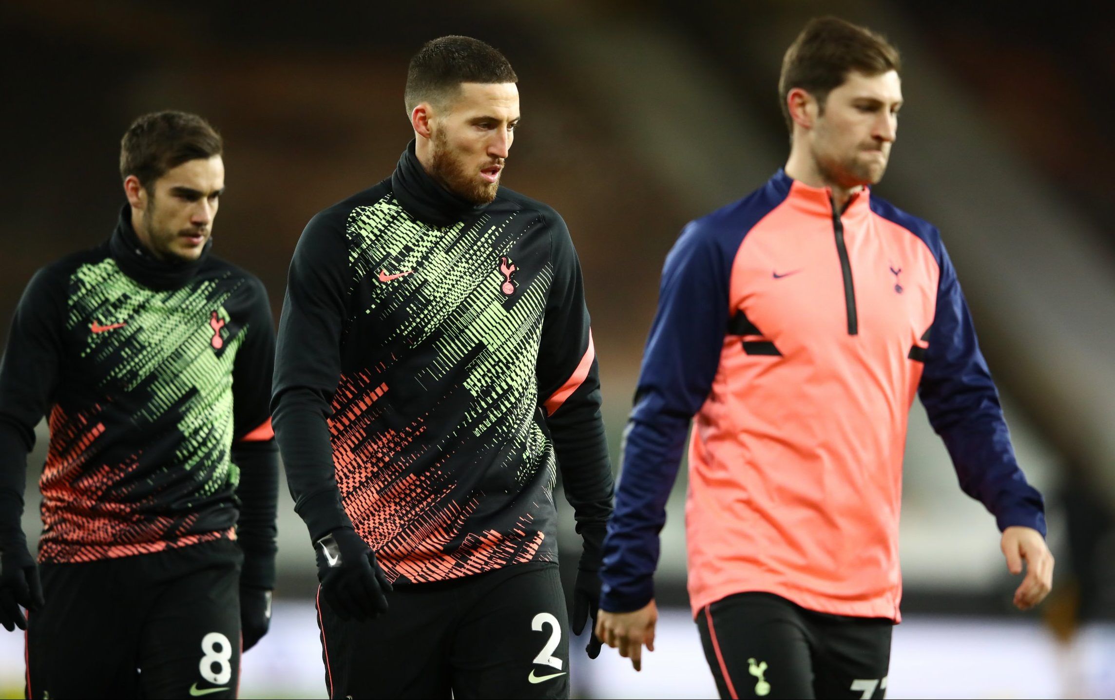 matt doherty and ben davies in spurs warm up against wolves premier league