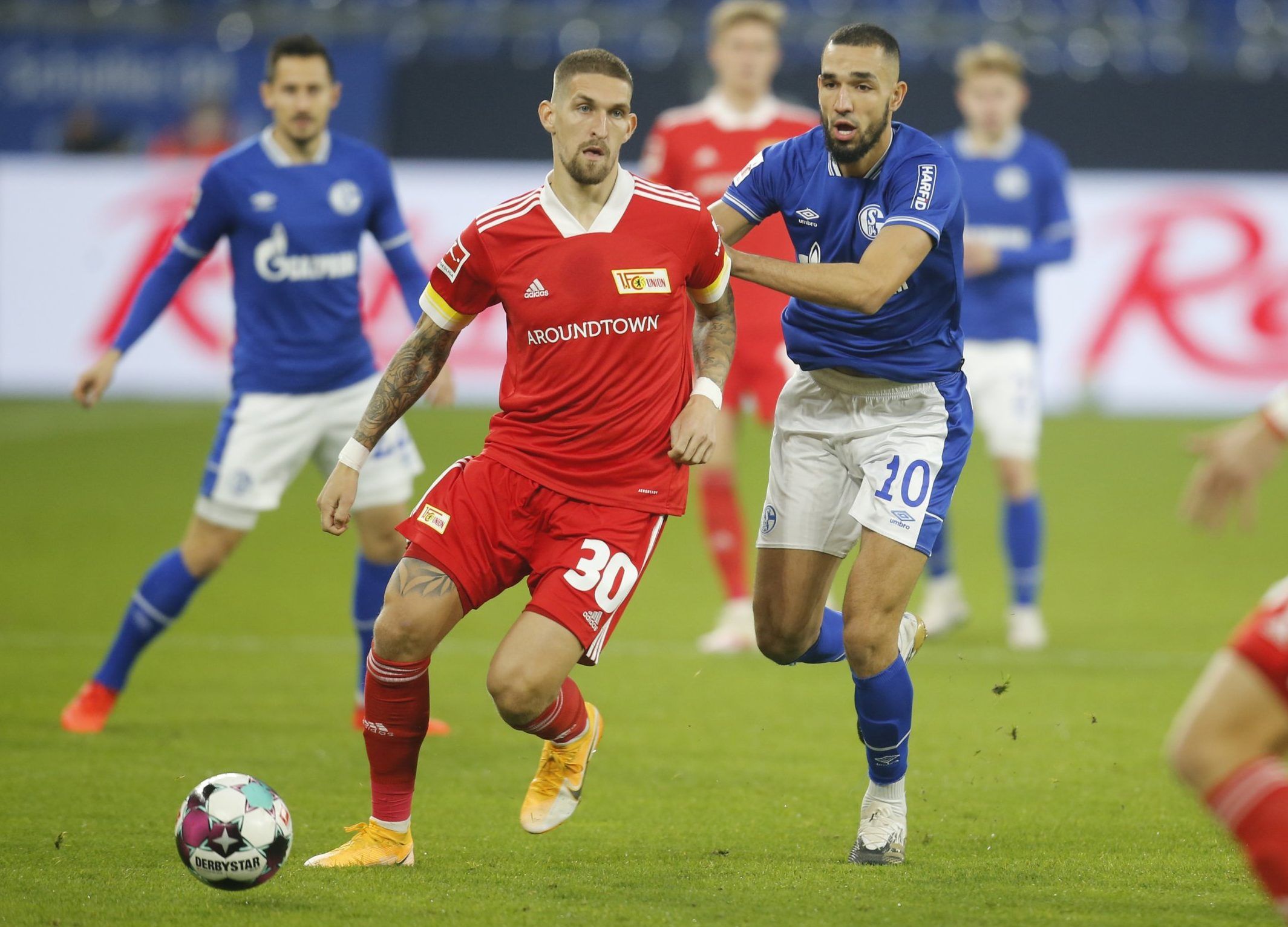 schalke 04 midfielder nabil bentaleb in action vs berlin bundesliga