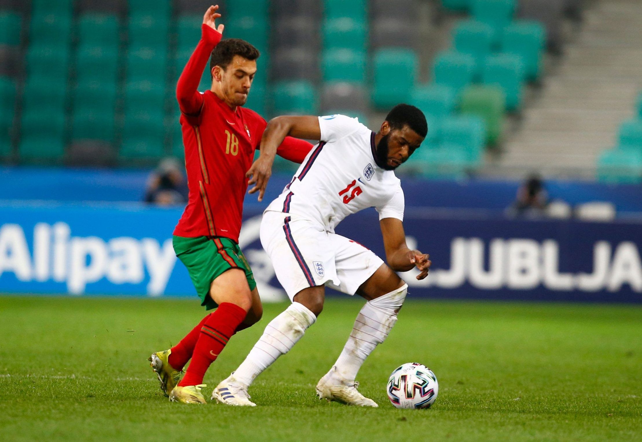 england u21 spurs defender japhet tanganga in action against portugal