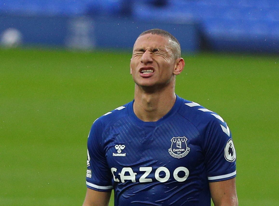 Soccer Football - Premier League - Everton v Sheffield United - Goodison Park, Liverpool, Britain - May 16, 2021 Everton's Richarlison reacts Pool via REUTERS/Peter Byrne EDITORIAL USE ONLY. No use with unauthorized audio, video, data, fixture lists, club/league logos or 'live' services. Online in-match use limited to 75 images, no video emulation. No use in betting, games or single club /league/player publications.  Please contact your account representative for further details.