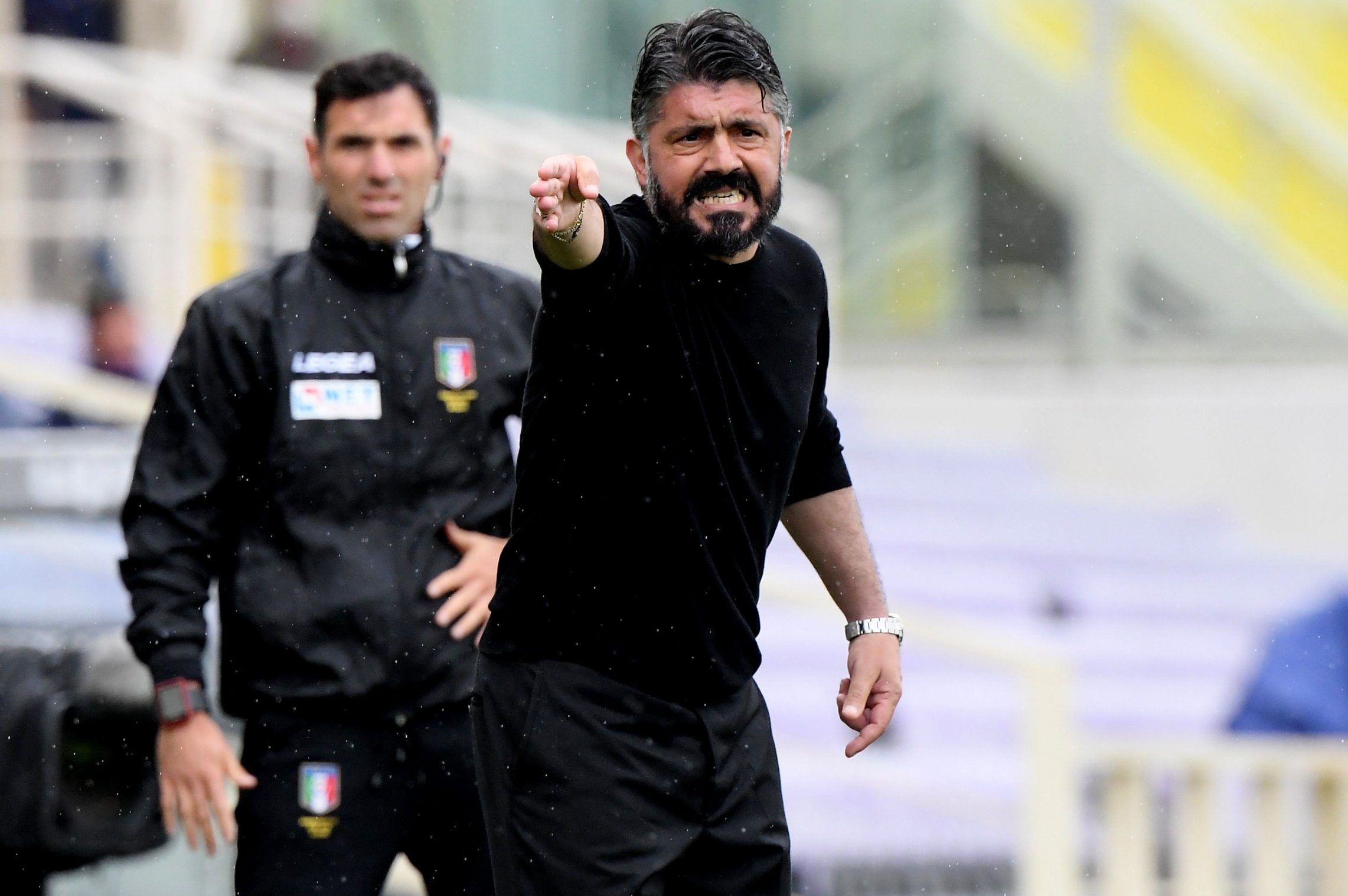 napoli head coach gennaro gattuso reacts vs fiorentina serie a clash