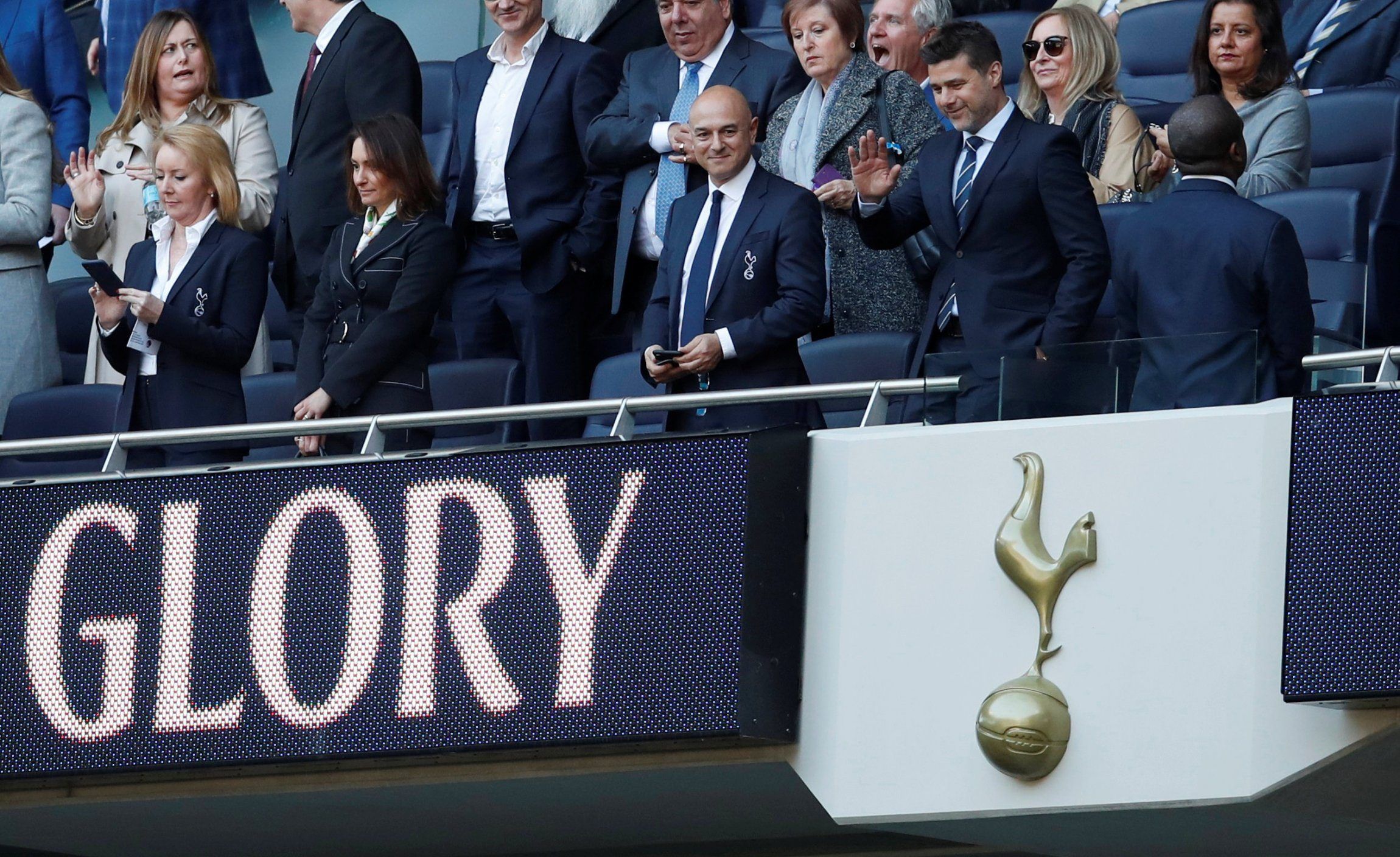 spurs chairman daniel levy with mauricio pochettino in the stands tottenham hotspur stadium test event