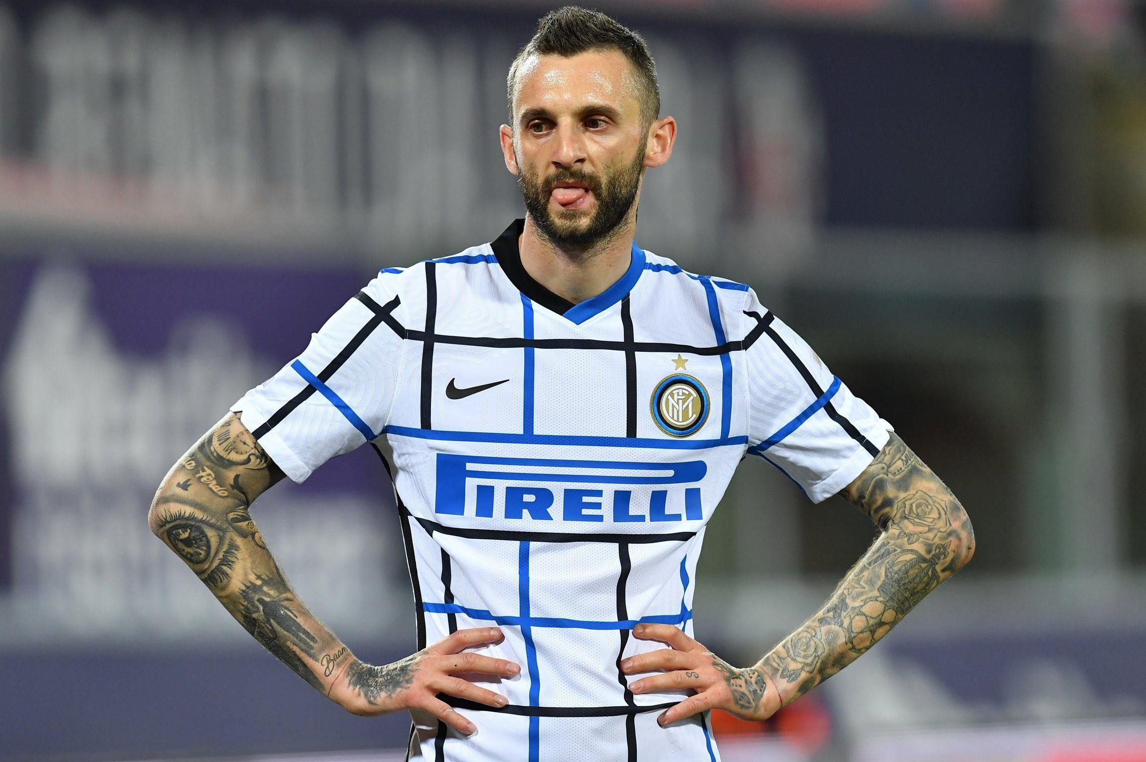 inter milan midfielder marclo brozovic looks on during serie a clash with bologna