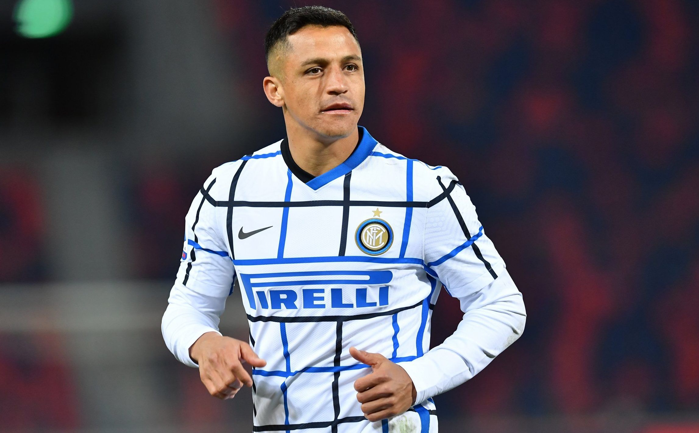 inter milan winger alexis sanchez looks on during serie a clash with bologna