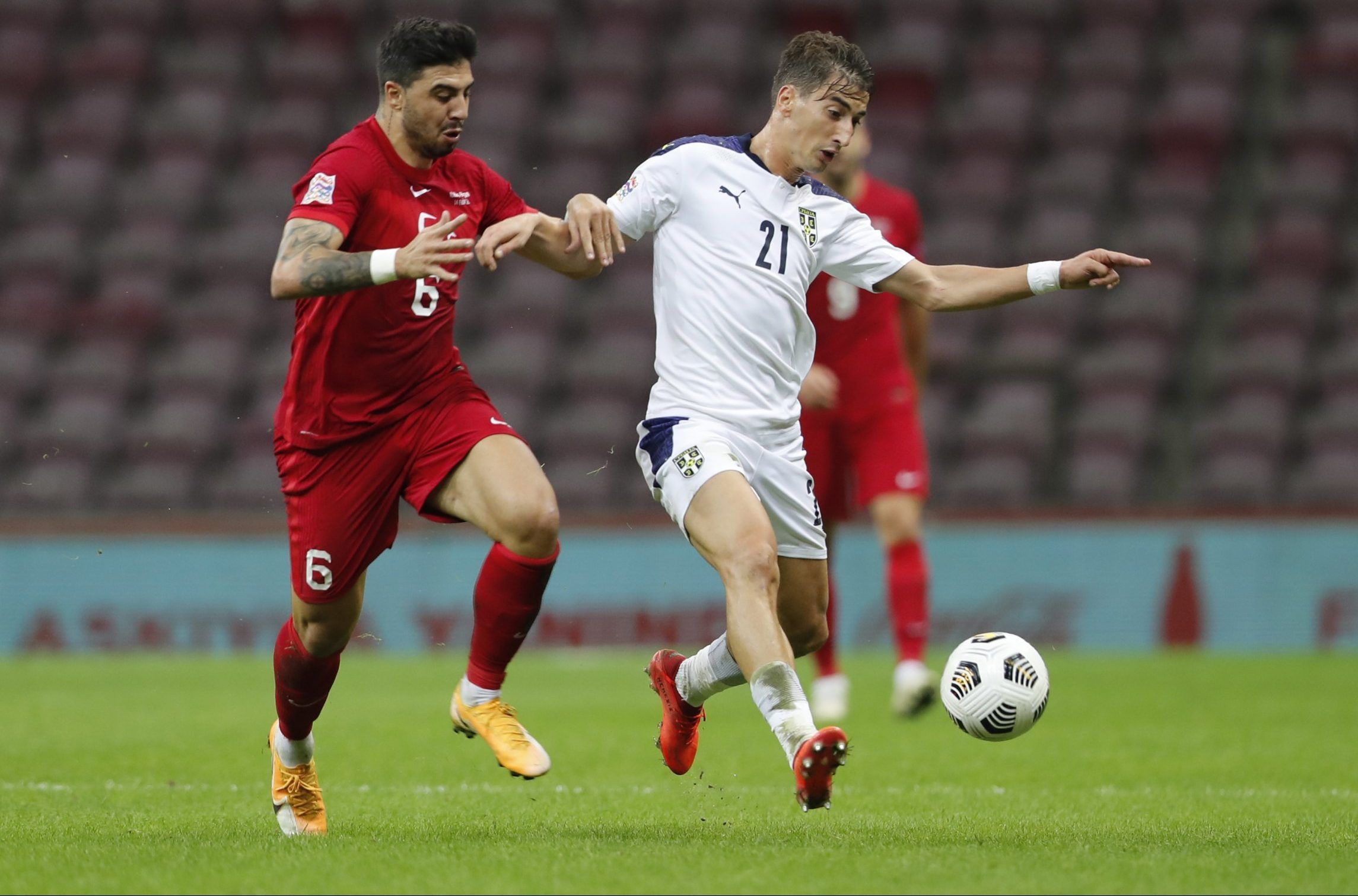 serbia midfielder filip djuricic in action against turkey