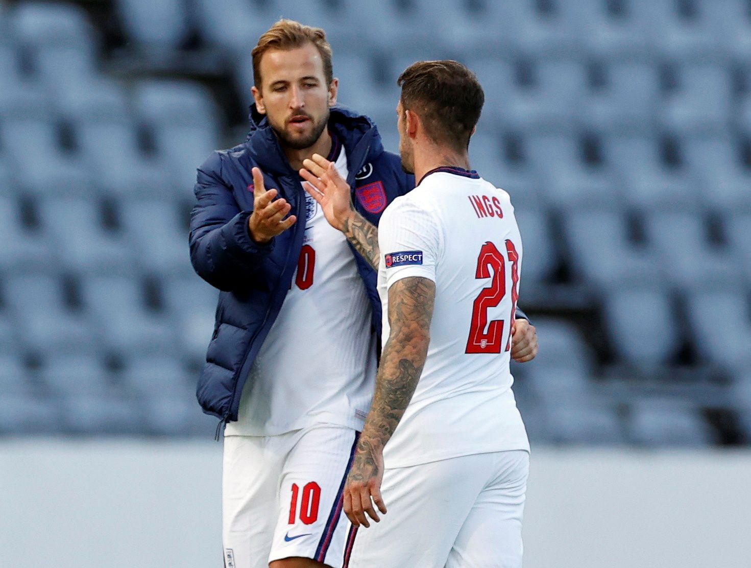 Soccer Football - UEFA Nations League - League A - Group 2 - Iceland v England - Laugardalsvollur, Reykjavik, Iceland - September 5, 2020  England's Harry Kane and Danny Ings celebrate after the match  REUTERS/John Sibley