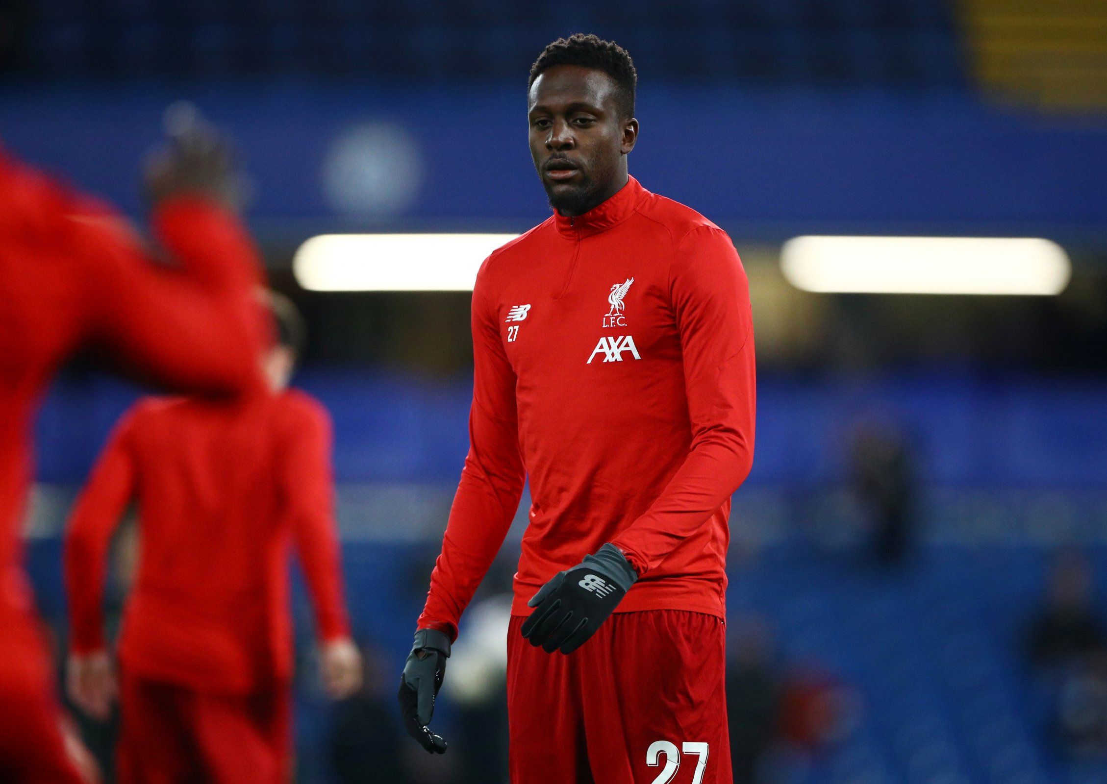 liverpool striker divock origi in warm up before kickoff against chelsea fa cup