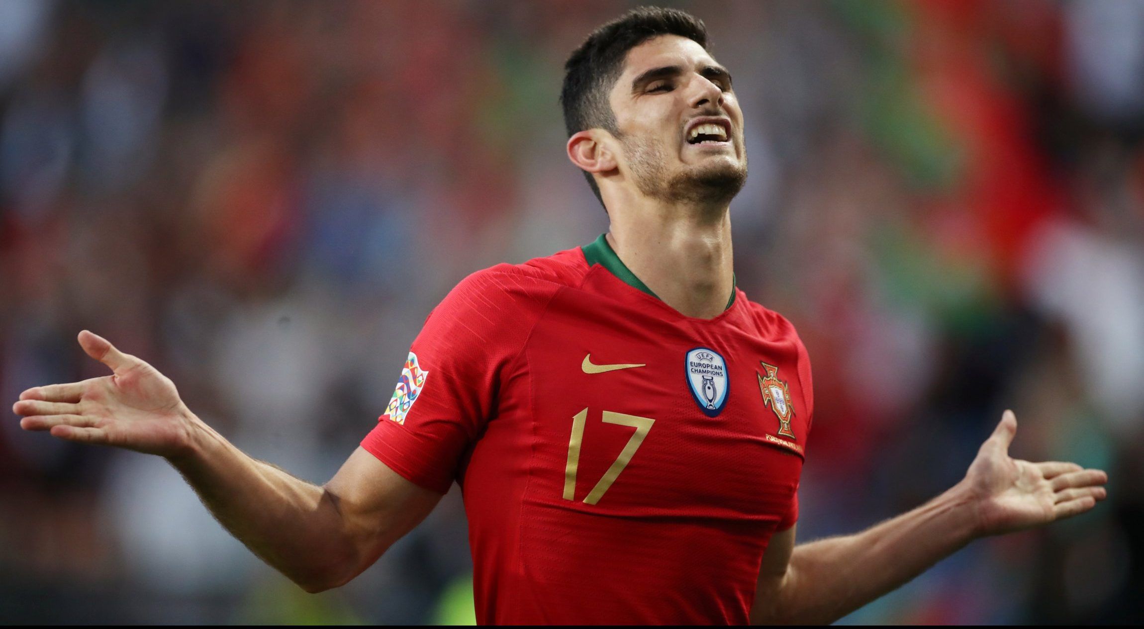 portugal and valencia winger concalo guedes celebrates scoring against netherlands uefa nations league