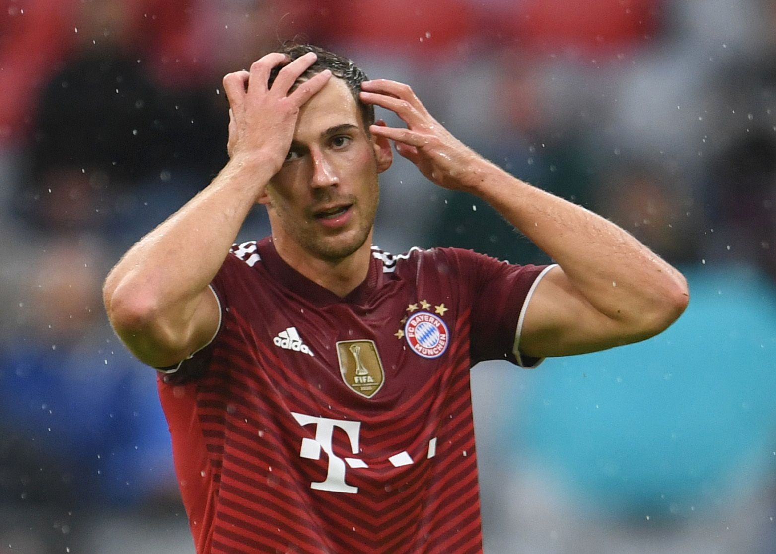 Soccer Football - Bundesliga - Bayern Munich v Hertha BSC - Allianz Arena, Munich, Germany - August 28, 2021 Bayern Munich's Leon Goretzka reacts REUTERS/Andreas Gebert DFL regulations prohibit any use of photographs as image sequences and/or quasi-video.
