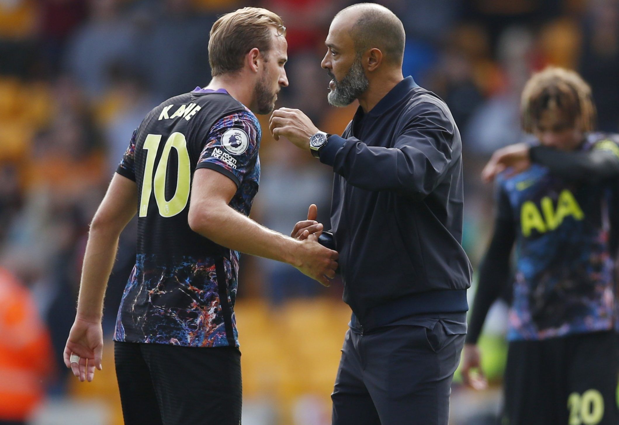 Nuno Santo and Harry Kane after Spurs win over Wolves