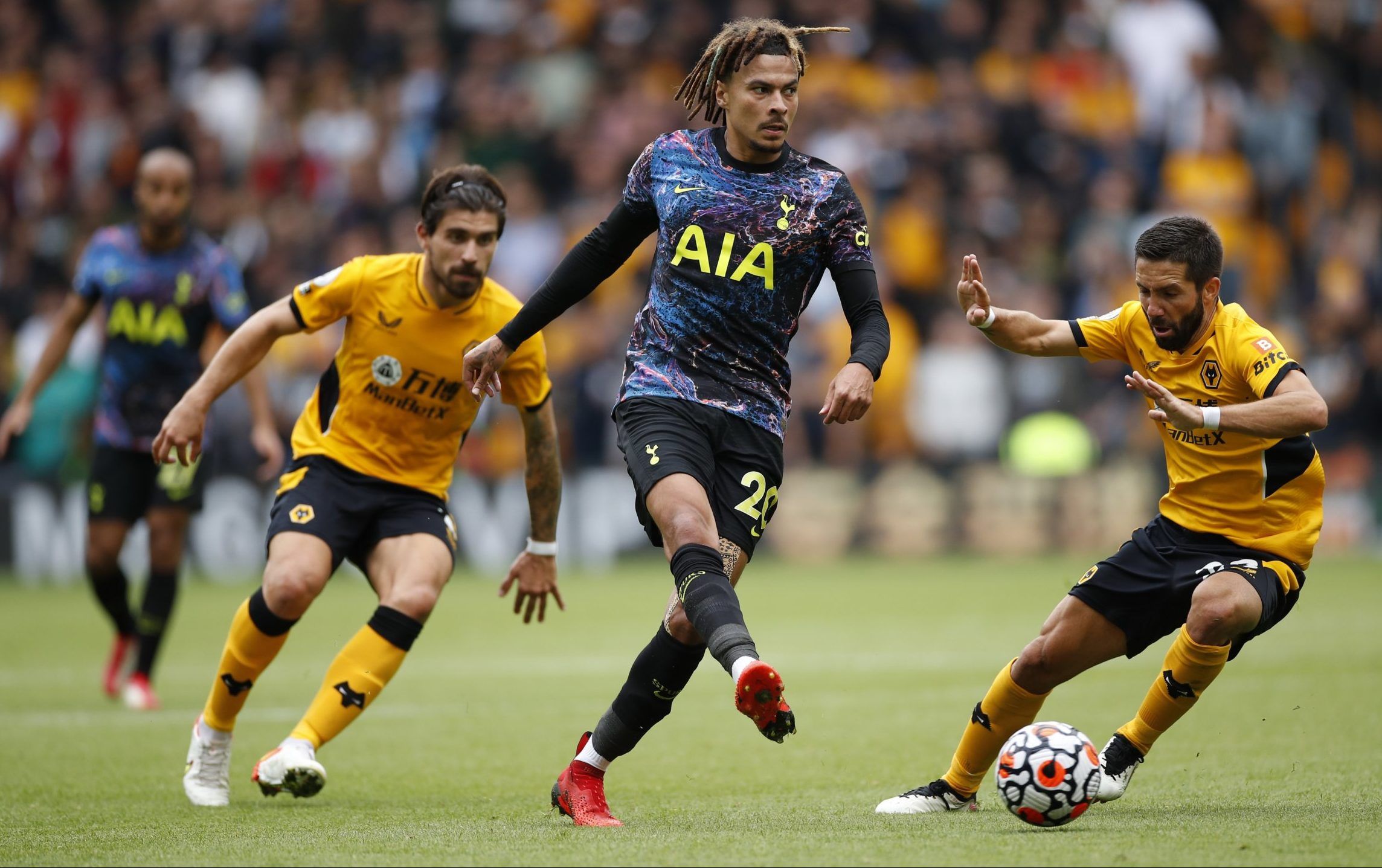 Tottenham Hotspur midfielder Dele Alli in action against Wolves in the Premier League