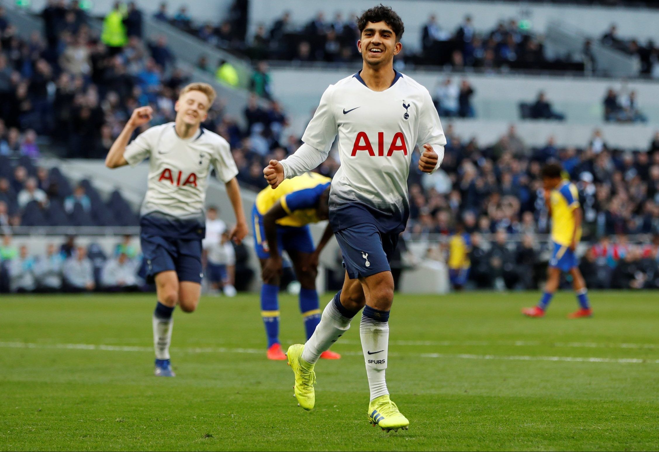 Tottenham Hotspur youngster Dilan Markanday celebrates scoring