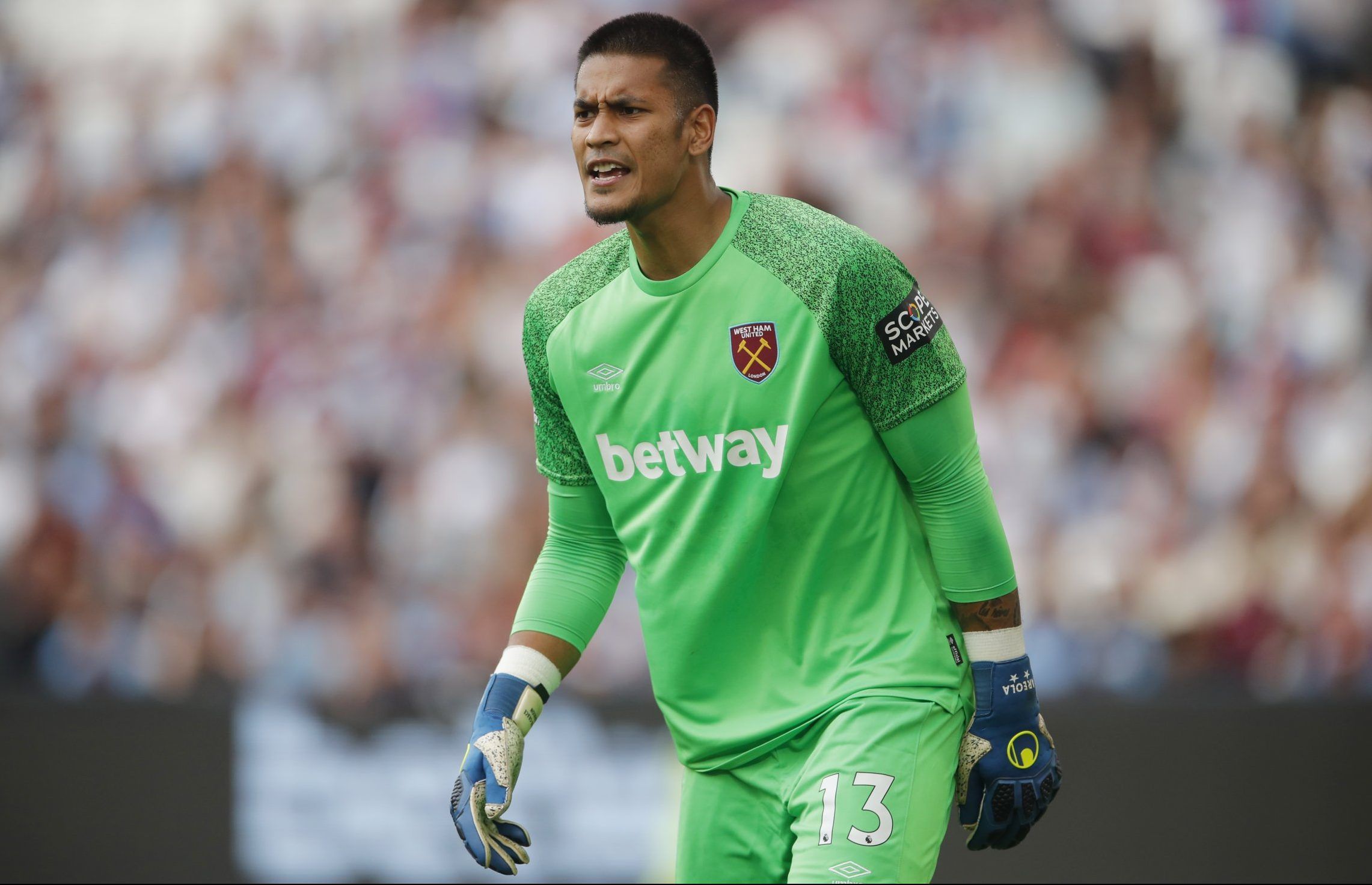 West Ham goalkeeper Alphonse Areola in action during pre-season