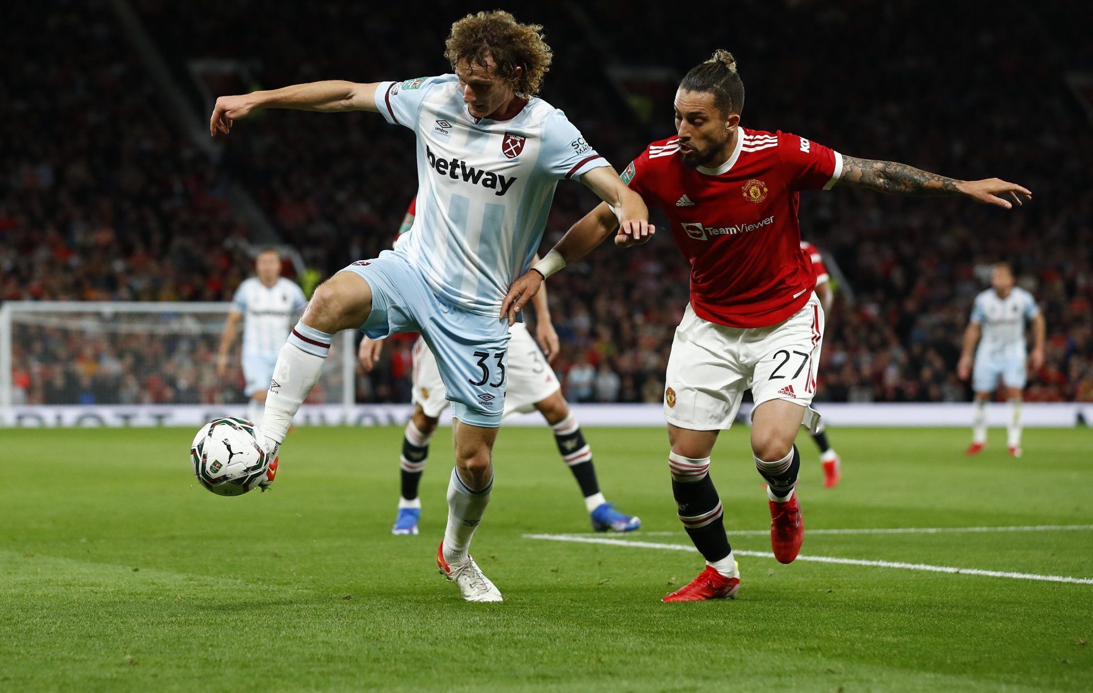 West Ham midfielder Alex Kral in action against Manchester United in the Carabao Cup
