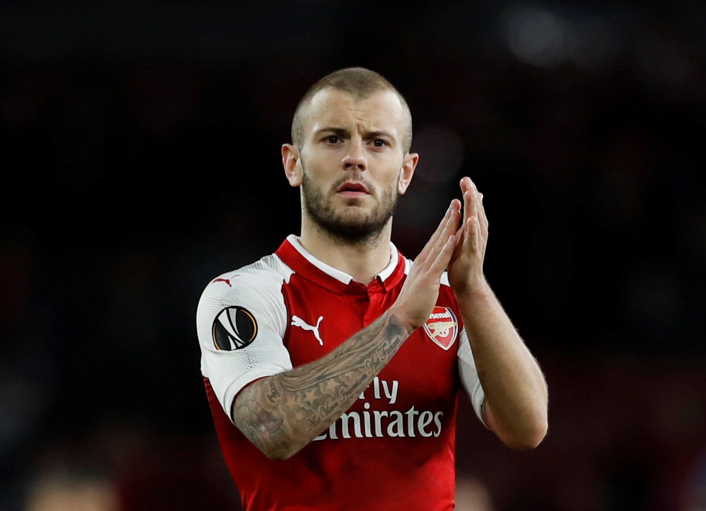Soccer Football - Europa League Semi Final First Leg - Arsenal vs Atletico Madrid - Emirates Stadium, London, Britain - April 26, 2018   Arsenal's Jack Wilshere applauds the fans at the end of the match    Action Images via Reuters/Andrew Couldridge