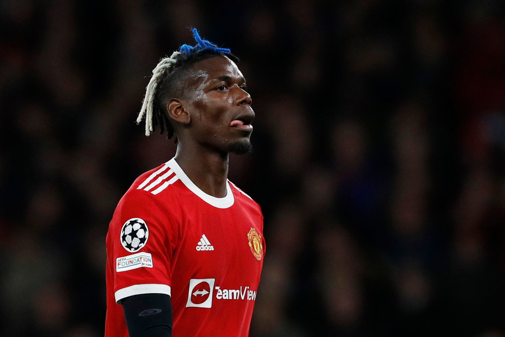 Soccer Football - Champions League - Group F - Manchester United v Villarreal - Old Trafford, Manchester, Britain - September 29, 2021 Manchester United's Paul Pogba during the match REUTERS/Phil Noble