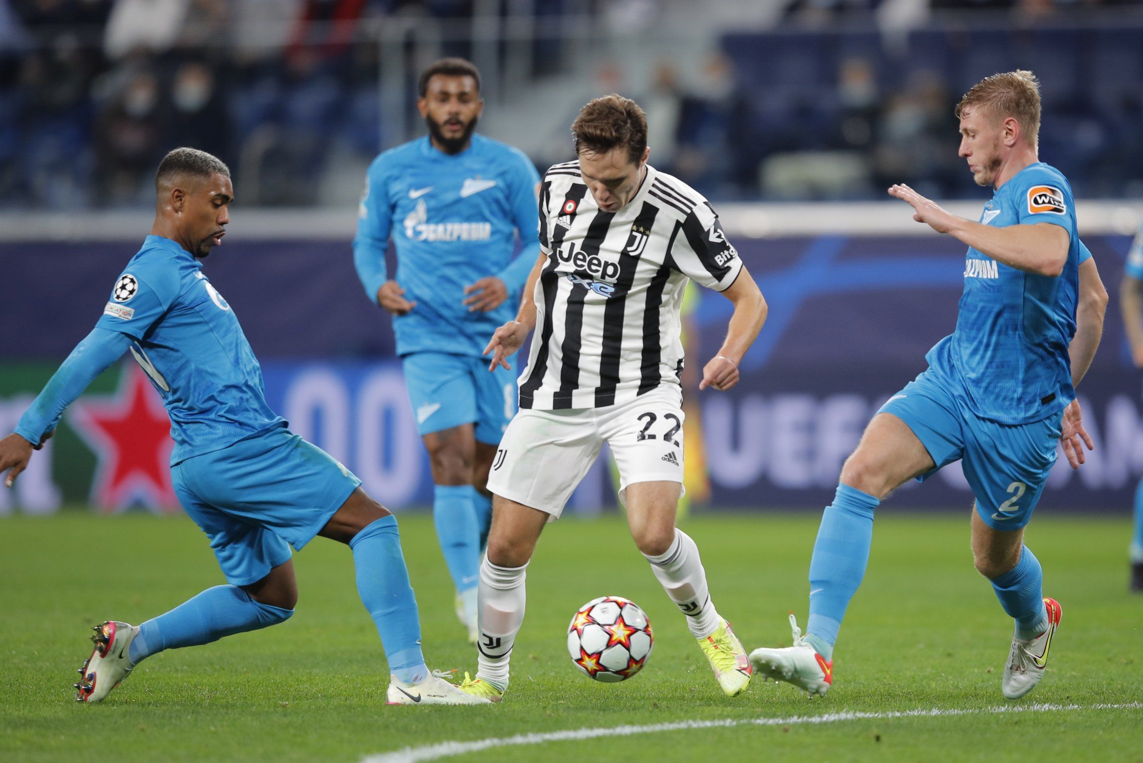 Juventus winger Federico Chiesa in action in the Champions League