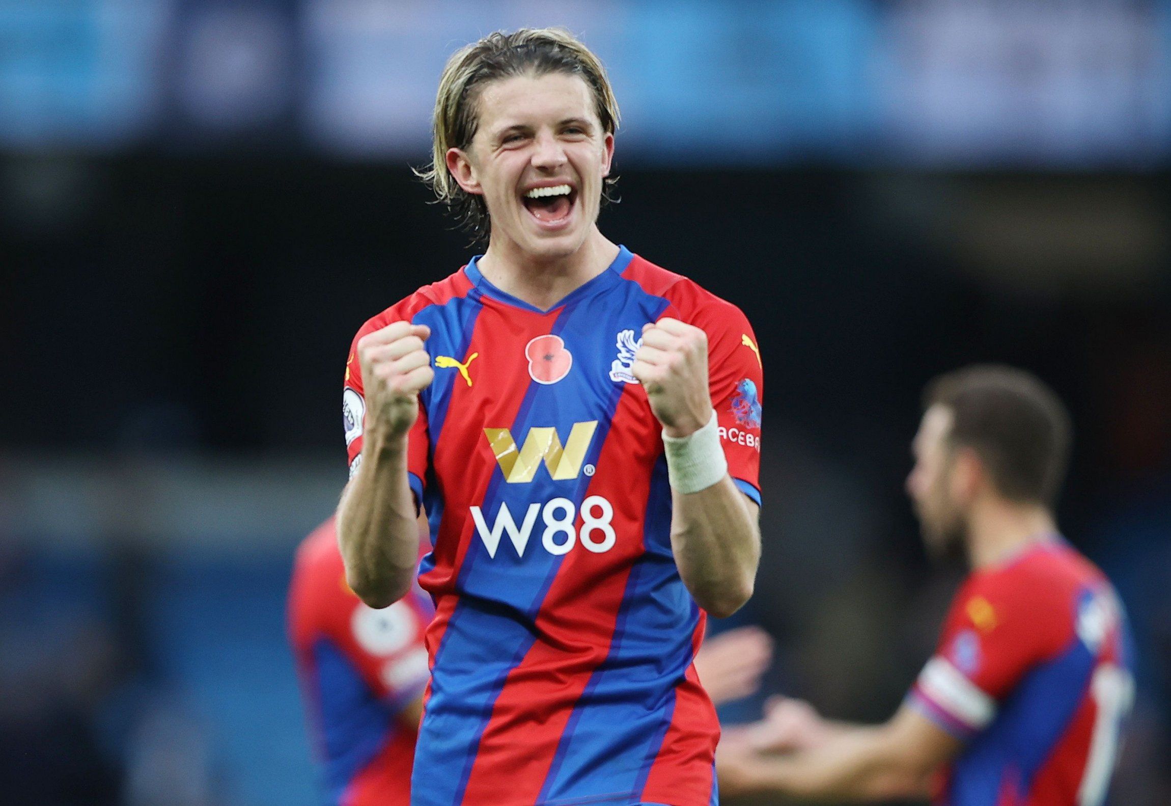 Crystal Palace midfielder Conor Gallagher celebrating 