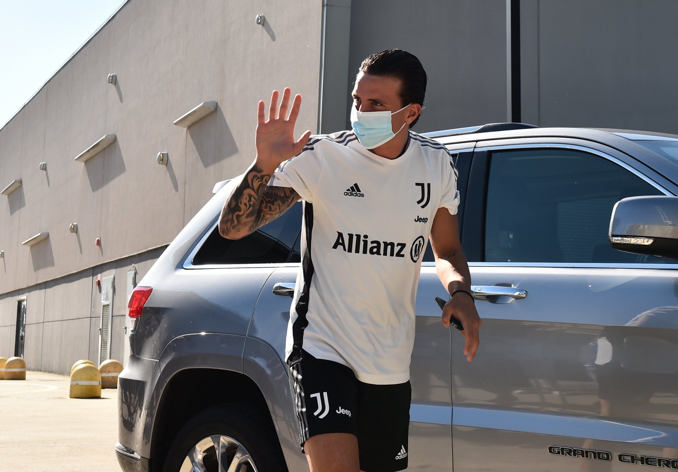 Juventus defender Luca Pellegrini arrives for training