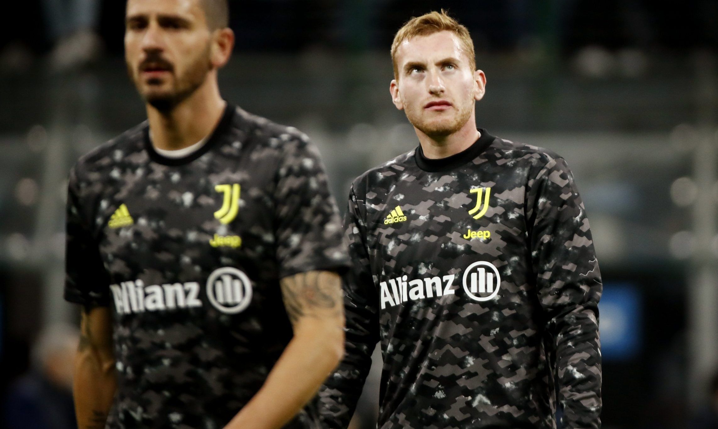 Juventus attacking midfielder Dejhan Kulusevski looks on during warm up before Serie A clash vs Inter Milan