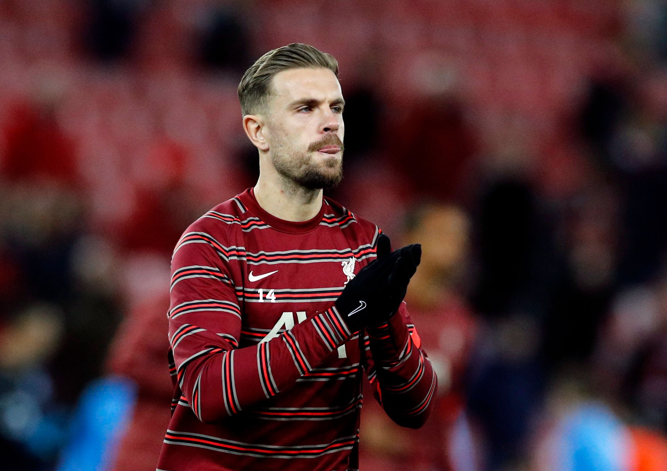 Soccer Football - Champions League - Group B - Liverpool v FC Porto - Anfield, Liverpool, Britain - November 24, 2021 Liverpool's Jordan Henderson during the warm up before the match REUTERS/Phil Noble