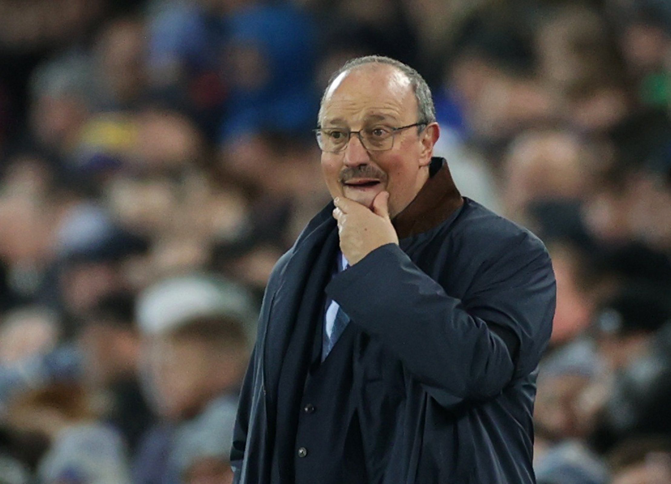 Everton manager Rafa Benitez taking charge of a Premier League game