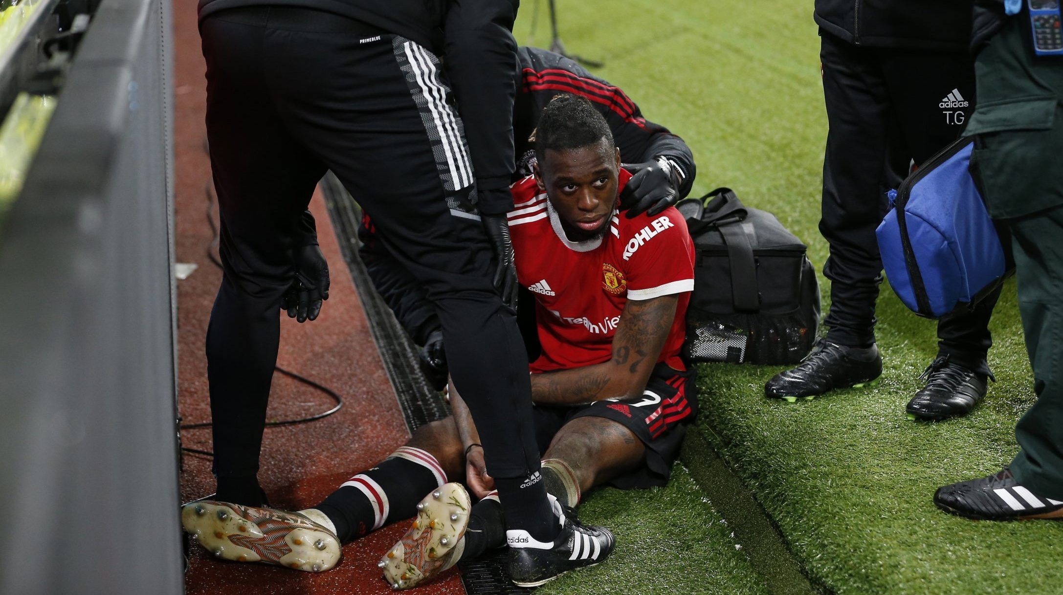 Manchester United defender Aaron Wan-Bissaka in Champions League action