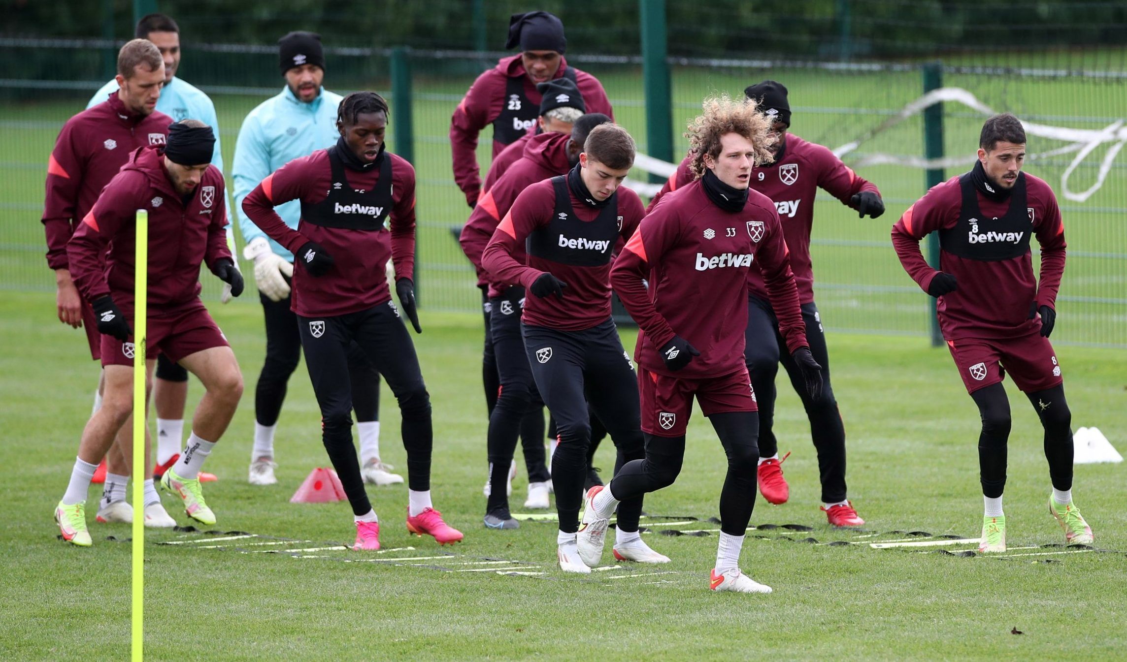 West Ham players during training ahead of Europa League clash with Dinamo Zagreb at Rush Green