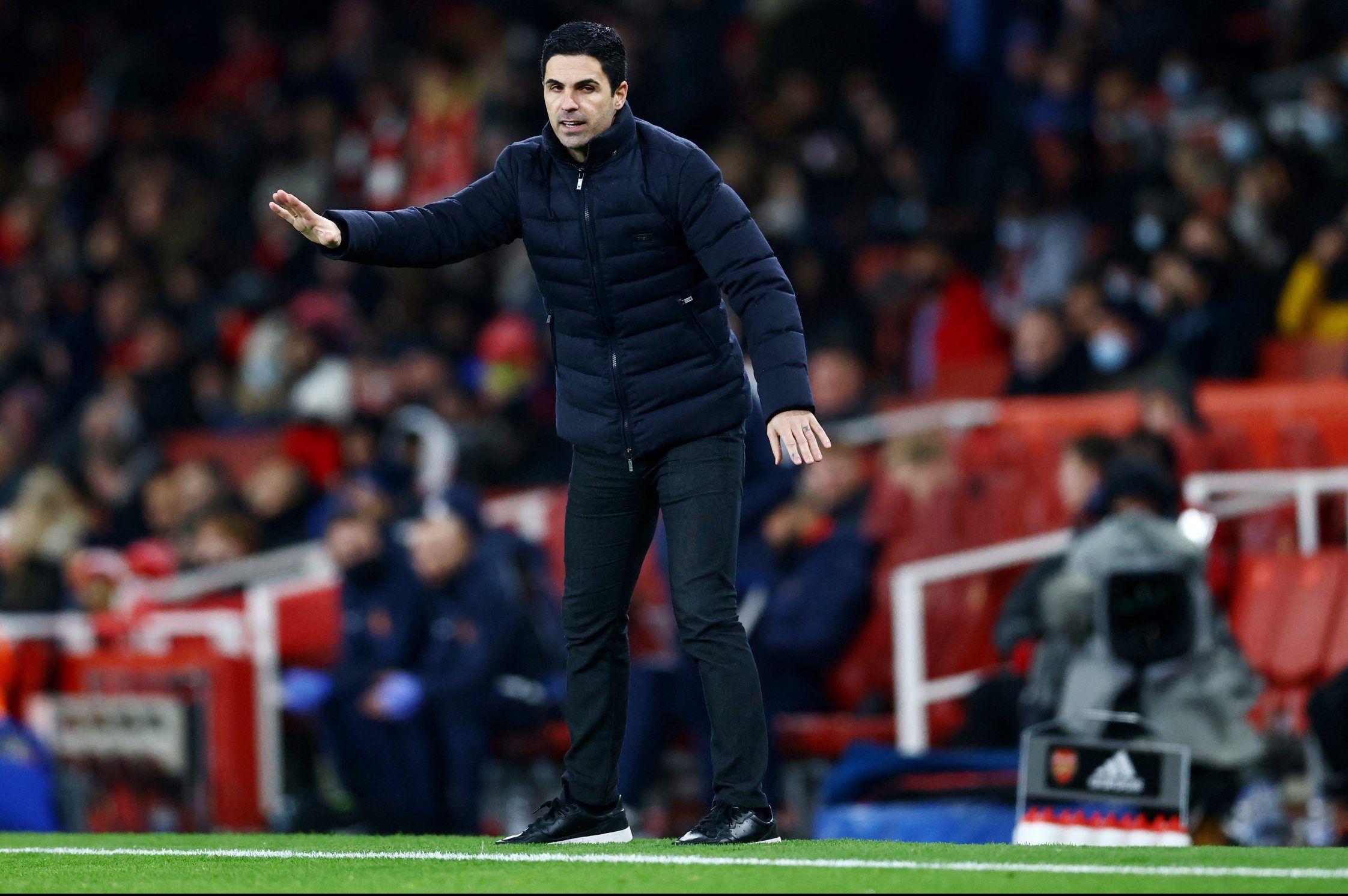 Arsenal manager Mikel Arteta on the sideline against Sunderland in Carabao Cup quarter-final