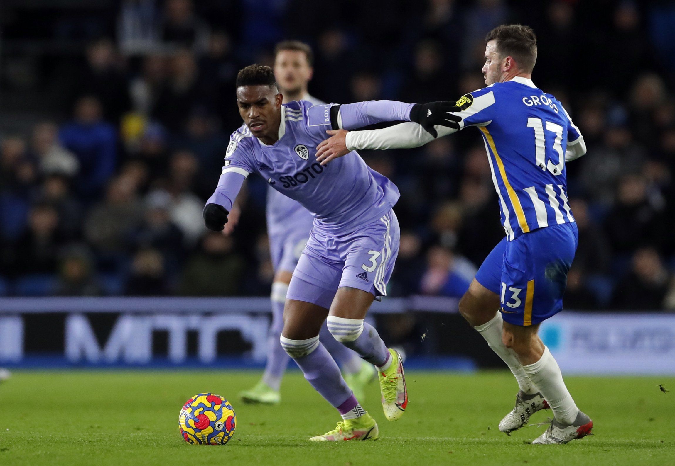 Leeds United defender Junior Firpo in action against Brighton and Hove Albion