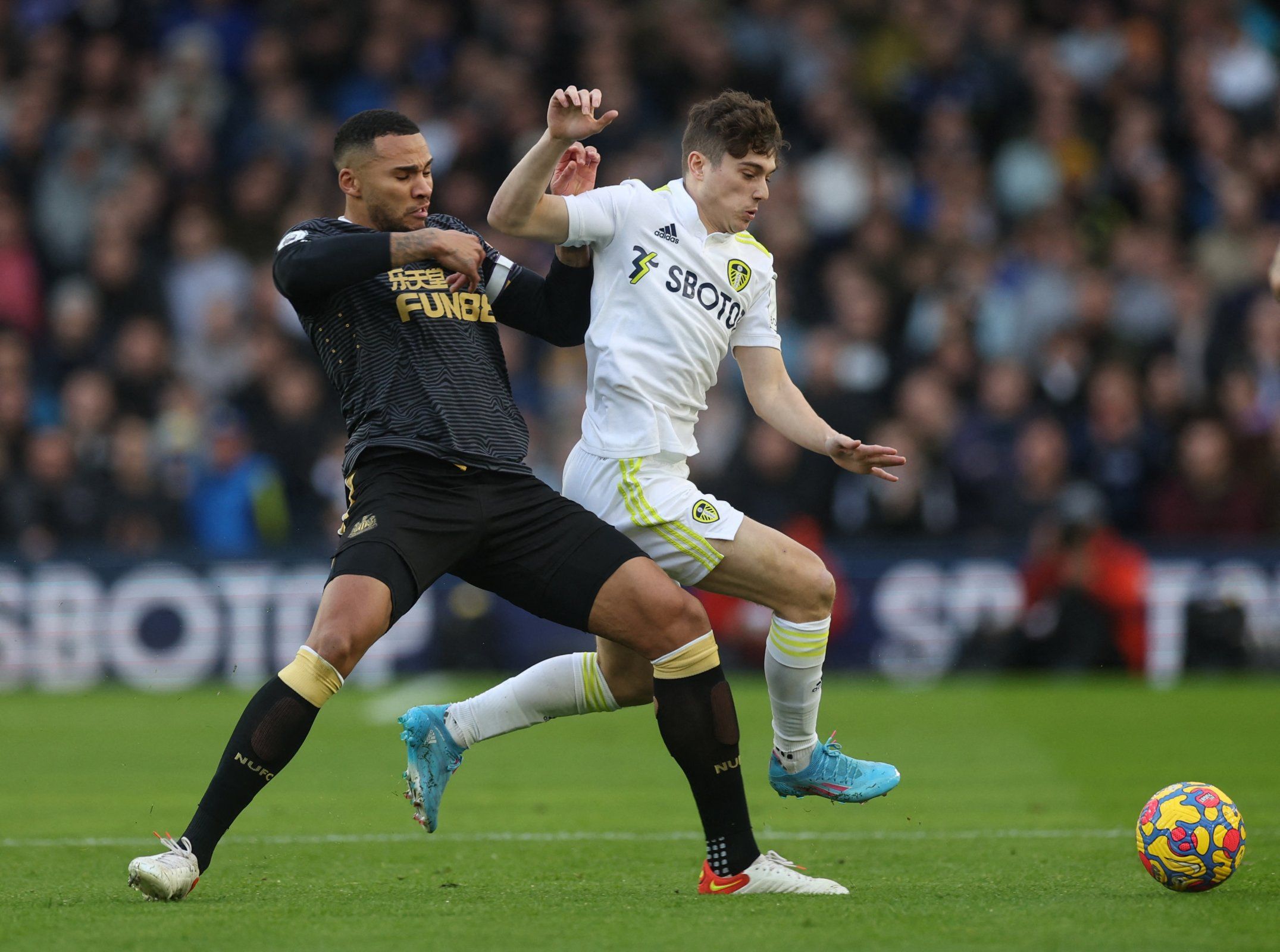 Leeds winger Dan James in action against Newcastle in the Premier League