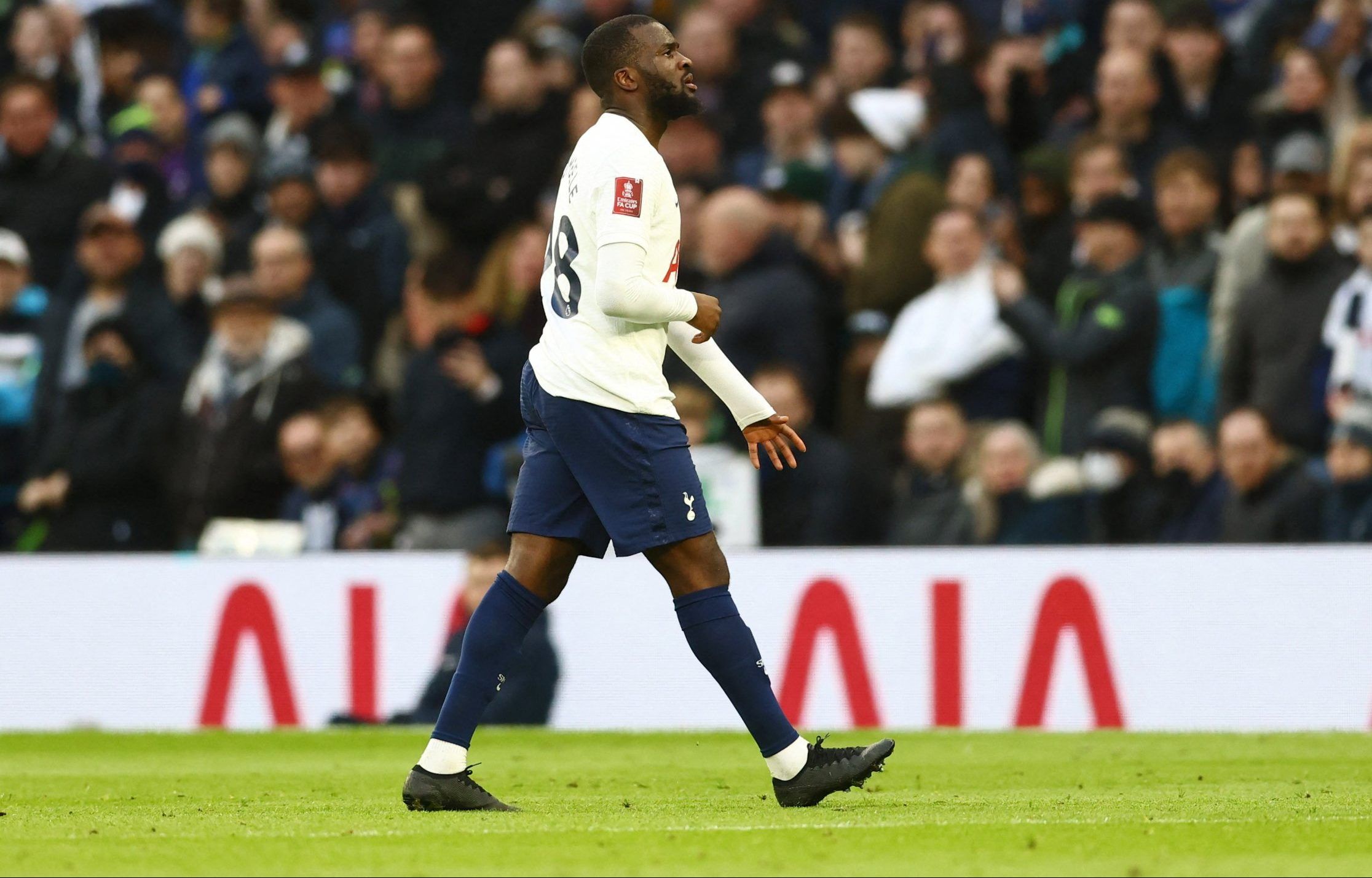 Spurs midfielder Tanguy Ndombele is substituted against Morecambe in the FA Cup