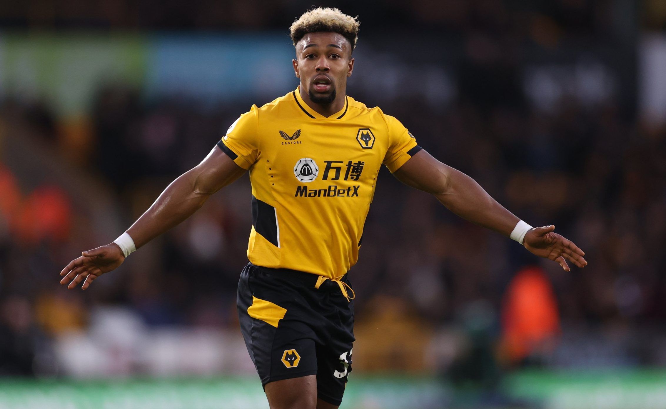 Wolves star Adama Traore looks on during Liverpool clash