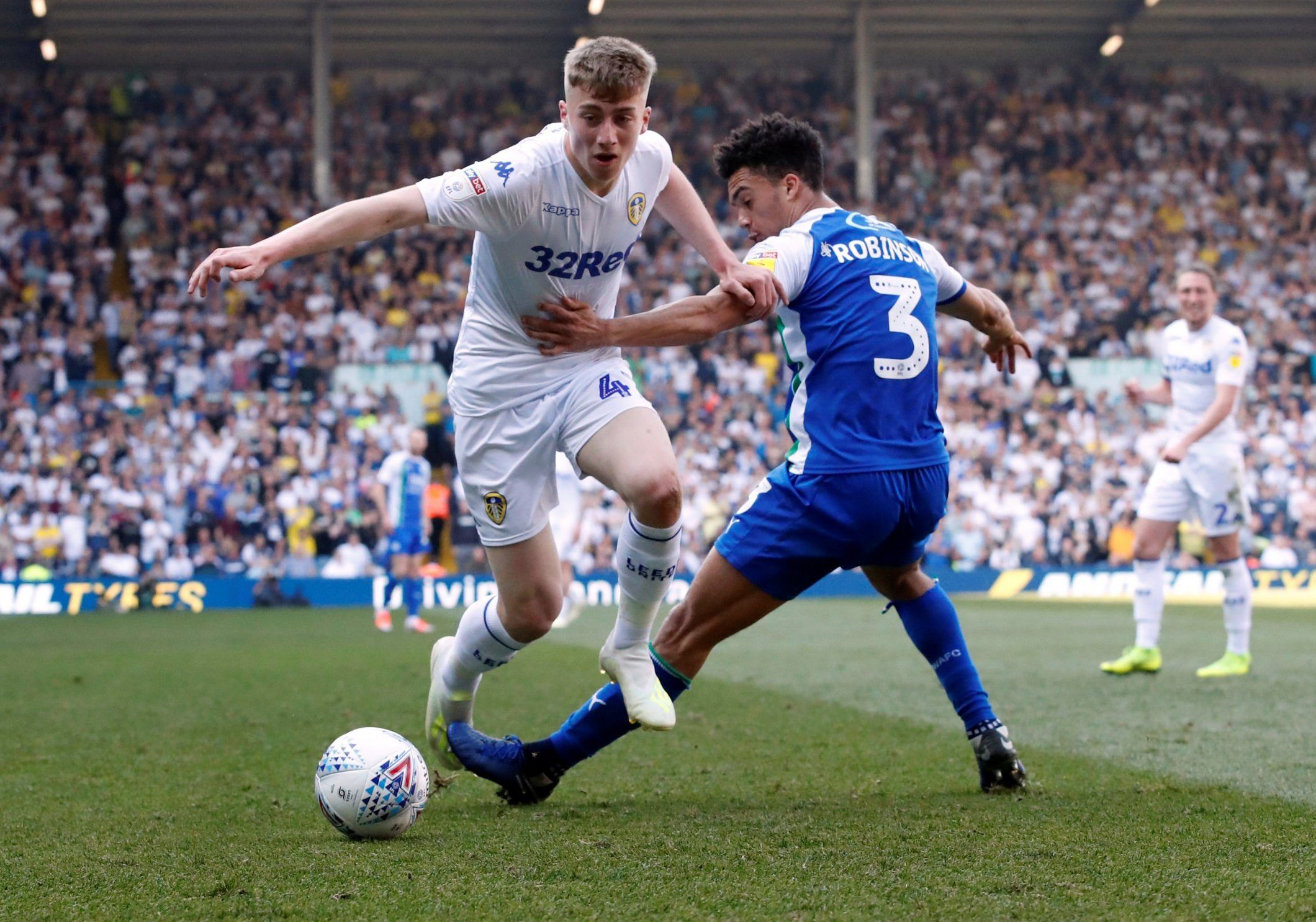 Leeds winger Jack Clarke in action against Wigan in the Championship