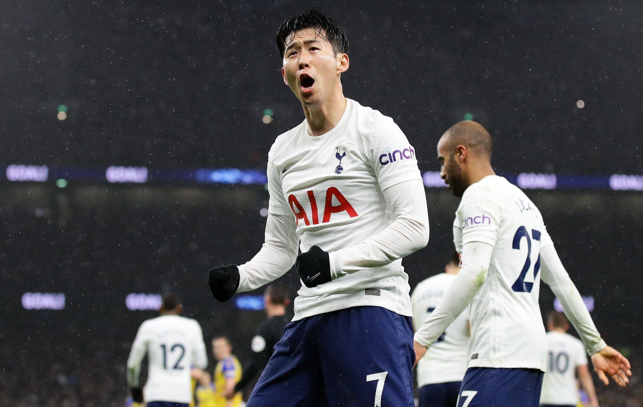 Spurs winger Heung-min Son celebrates scoring against Southampton in the Premier League