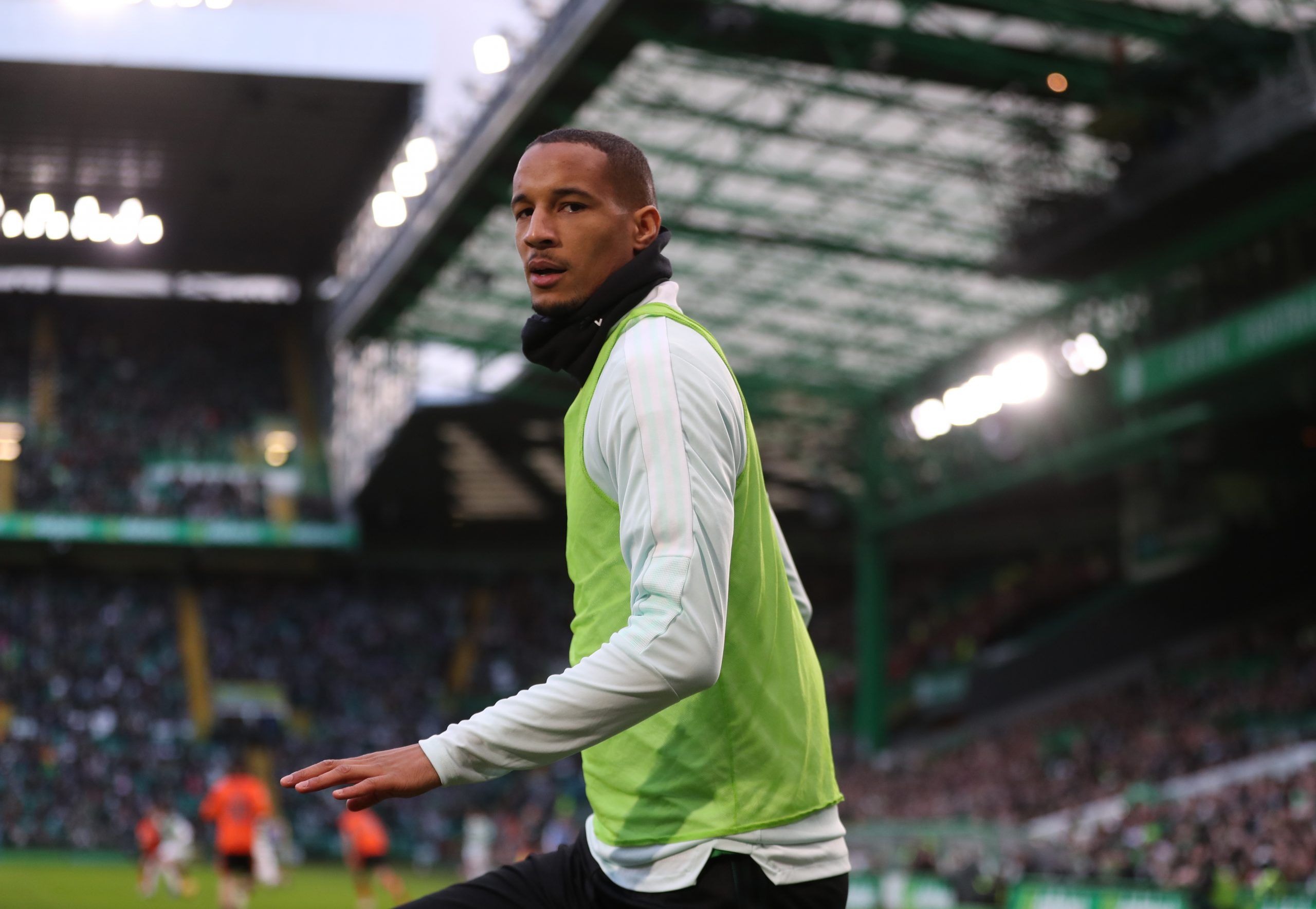 Soccer Football - Scottish Premiership - Celtic v Dundee United - Celtic Park, Glasgow, Scotland, Britain - January 29, 2022 Celtic's Christopher Jullien warms up during the match REUTERS/Russell Cheyne