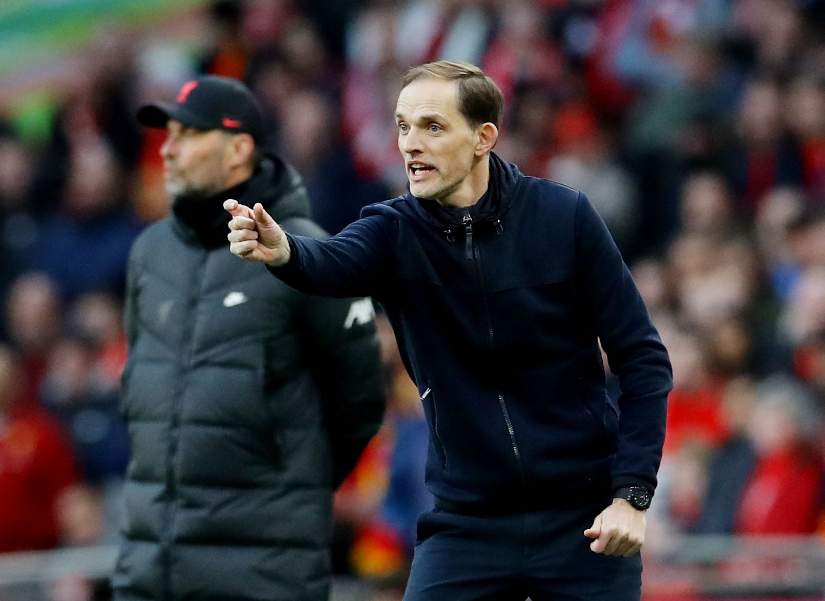 Soccer Football - Carabao Cup Final - Chelsea v Liverpool - Wembley Stadium, London, Britain - February 27, 2022 Liverpool manager Juergen Klopp and Chelsea manager Thomas Tuchel REUTERS/David Klein