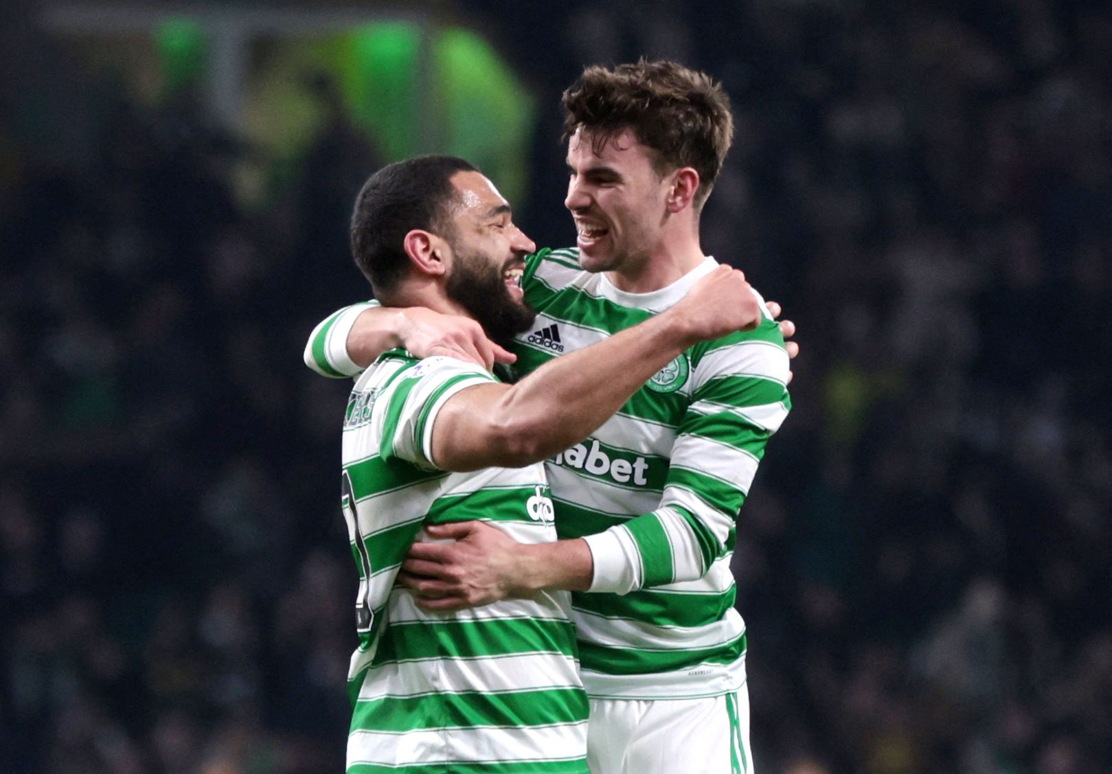 Soccer Football - Scottish Premiership - Celtic v St Mirren - Celtic Park, Glasgow, Scotland, Britain - March 2, 2022   Celtic's Cameron Carter-Vickers celebrates scoring their first goal with Matt O'Riley Action Images via Reuters/Lee Smith