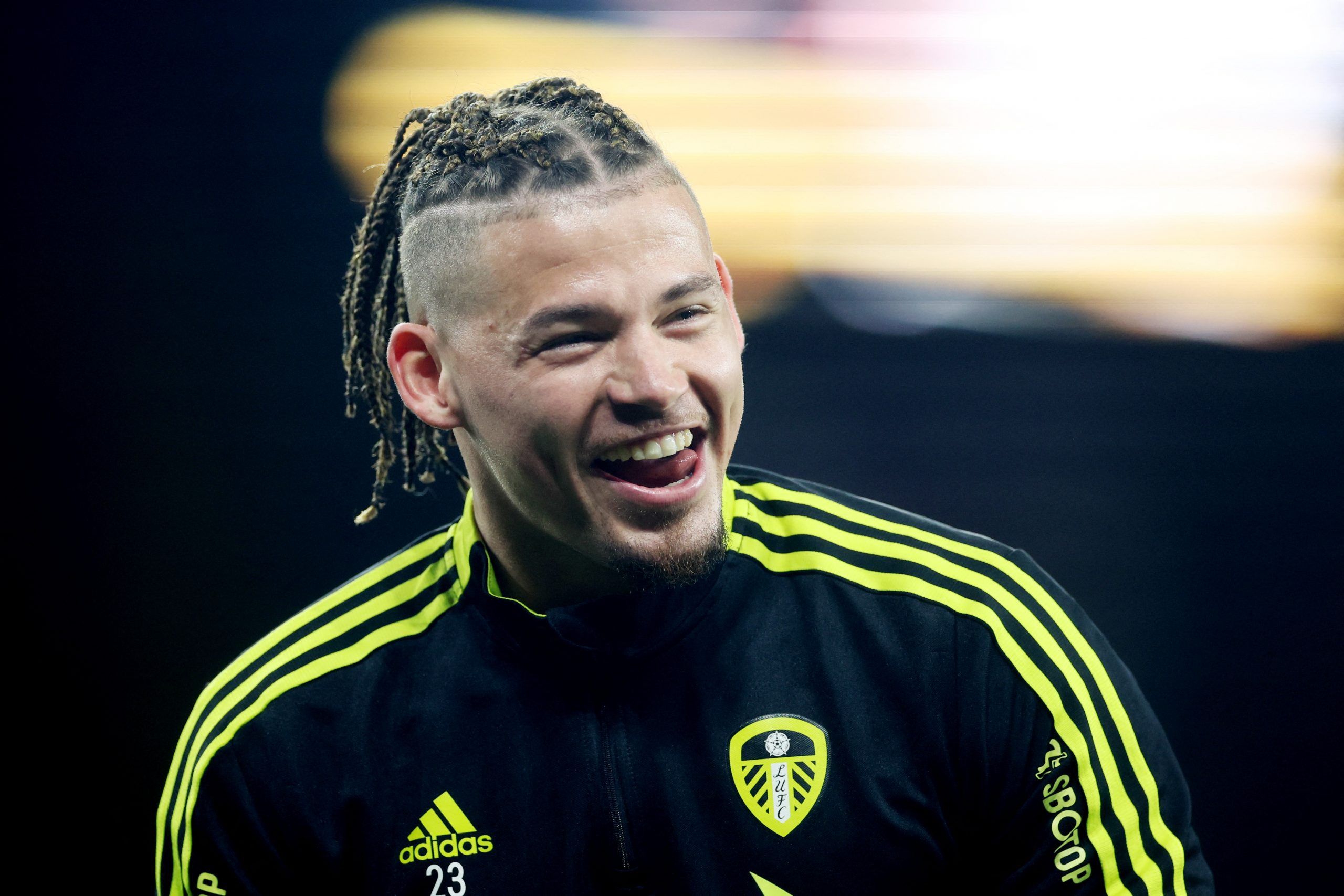 Soccer Football - Premier League - Wolverhampton Wanderers v Leeds United - Molineux Stadium, Wolverhampton, Britain - March 18, 2022 Leeds United's Kalvin Phillips during the warm up before the match Action Images via Reuters/Paul Childs EDITORIAL USE ONLY. No use with unauthorized audio, video, data, fixture lists, club/league logos or 'live' services. Online in-match use limited to 75 images, no video emulation. No use in betting, games or single club /league/player publications.  Please cont